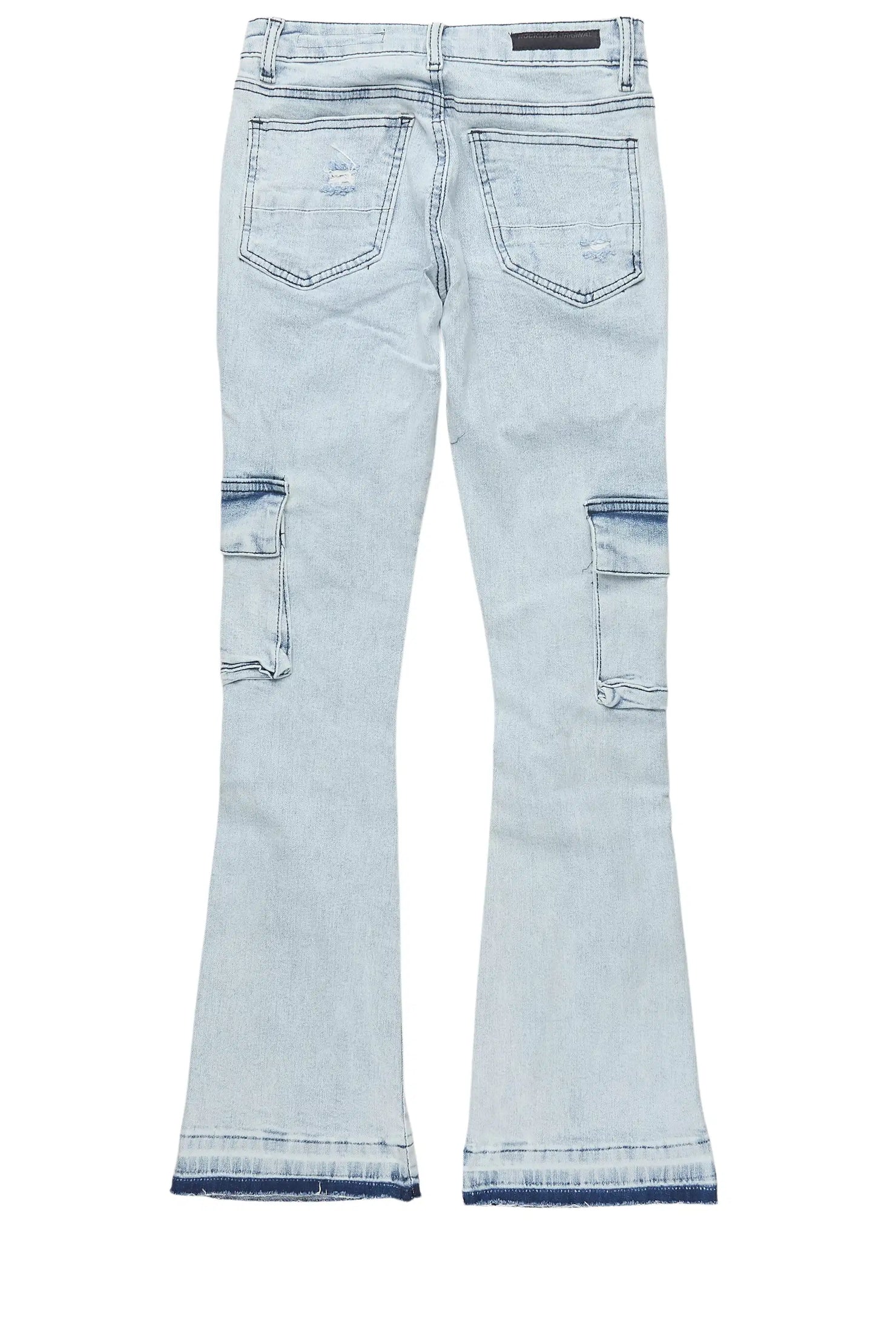 Girls Noor Light Wash Cargo Stacked Jean