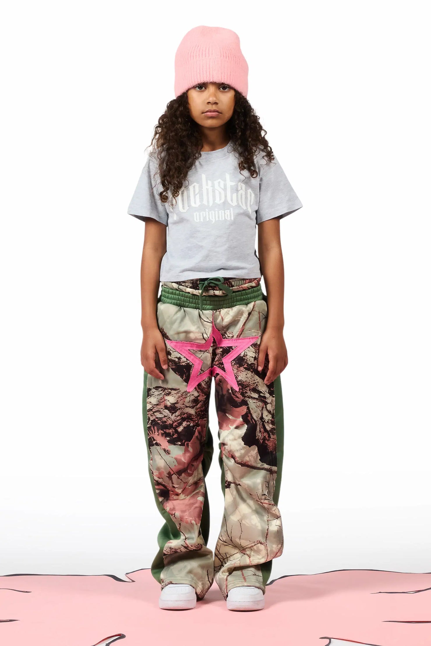 Girls Canaan Camo Double Waisted Baggy Track Pant