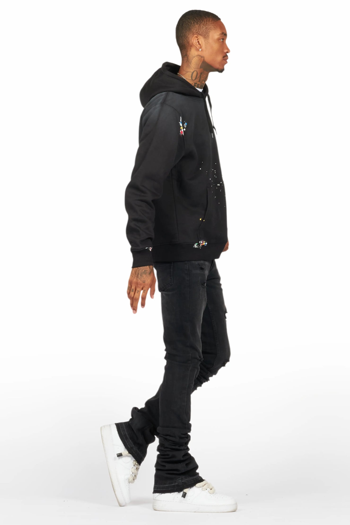 Palmer Black Hoodie/Stacked Flare Jean Bundle