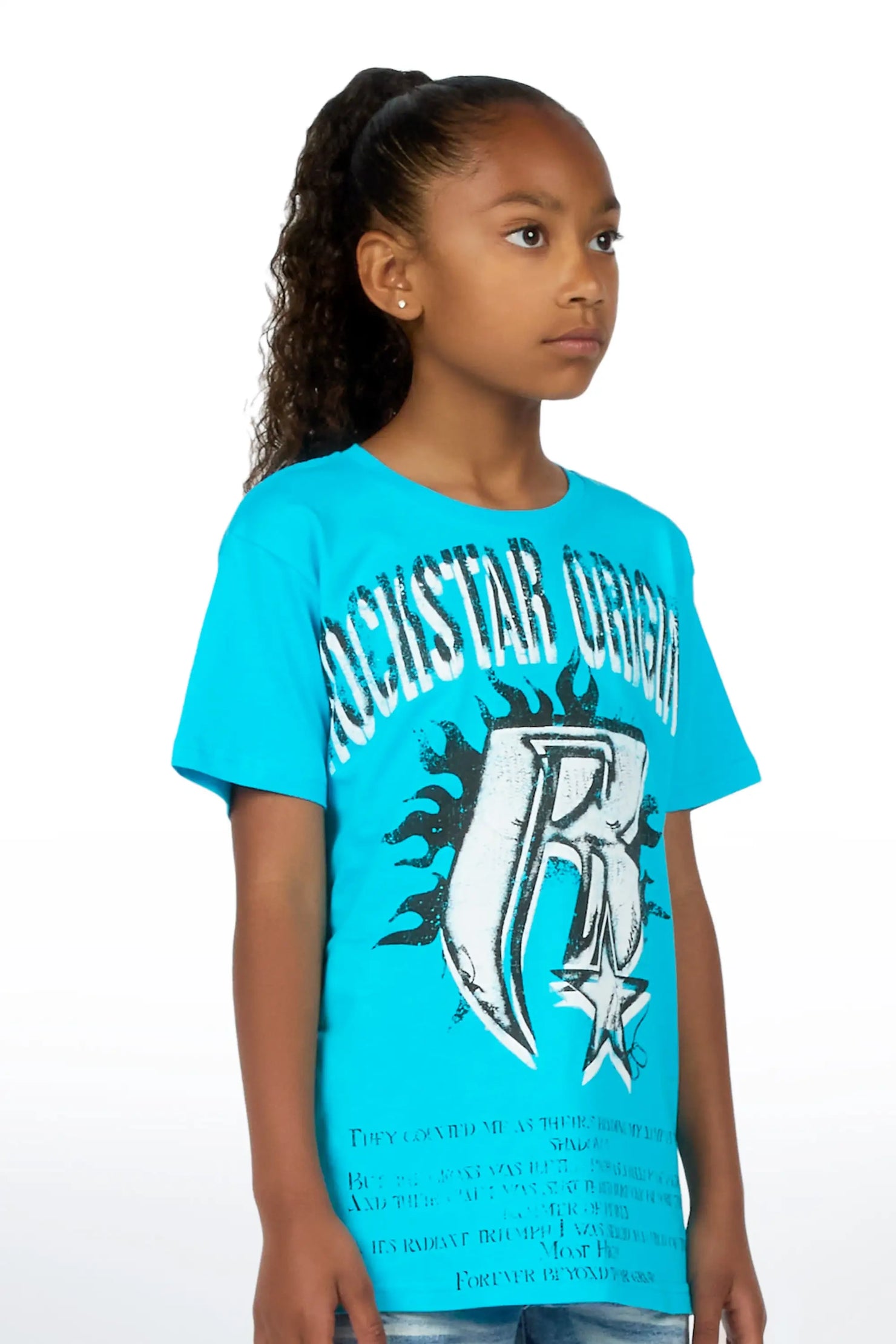 Girls Truey Turquoise/White Graphic T-Shirt