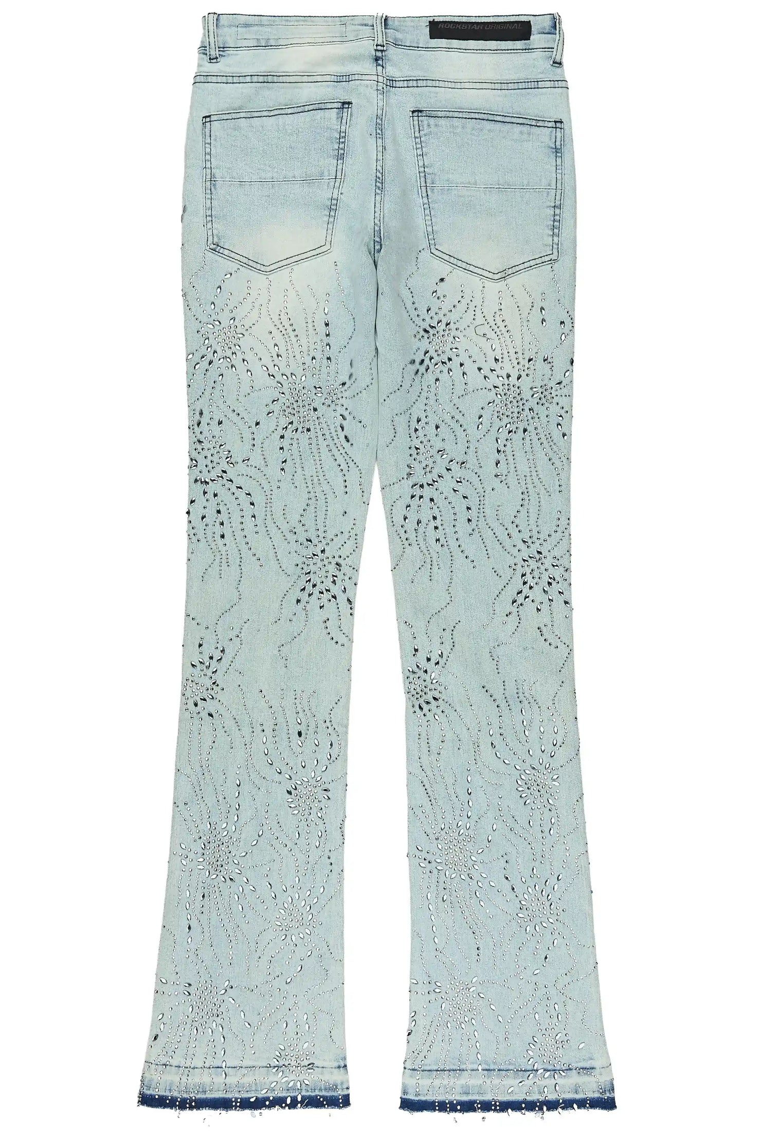 Izai Light Blue Rhinestone Stacked Fit Jean