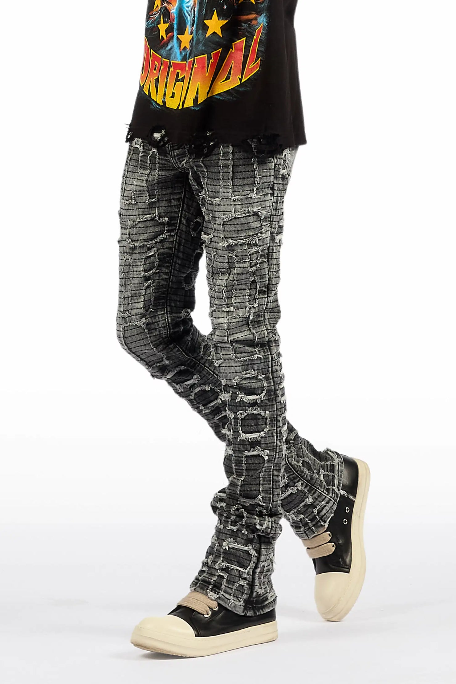 Gribo Grey Stacked Flare Jean