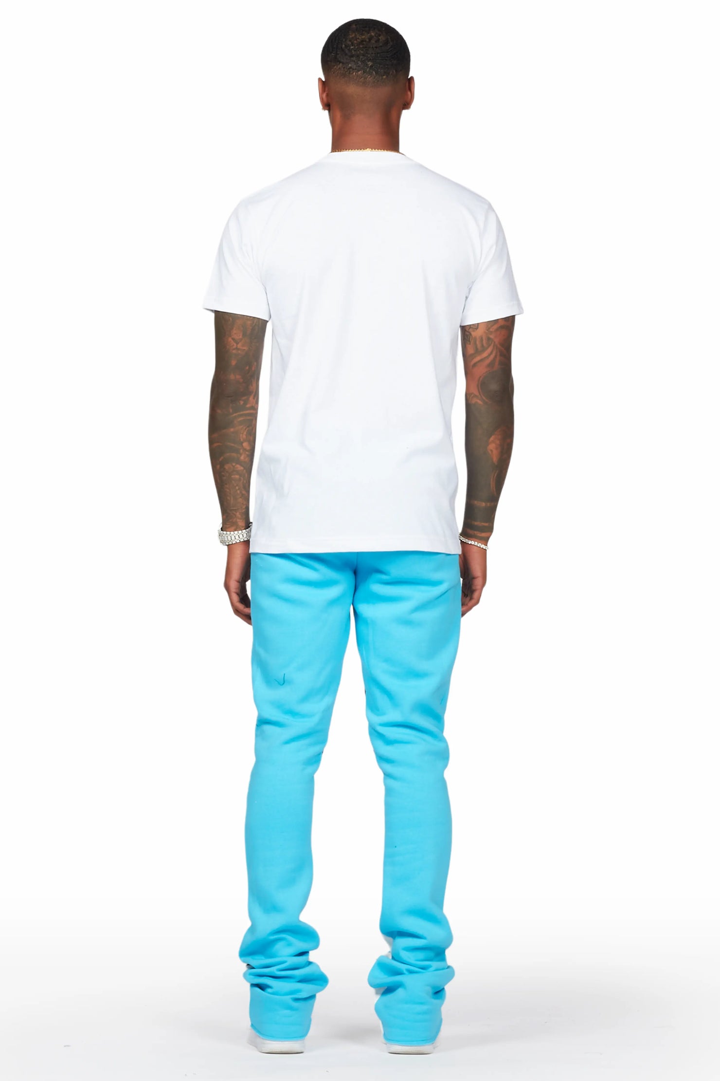 Raffer Blue/White T-Shirt/Stacked Flare Pant Set
