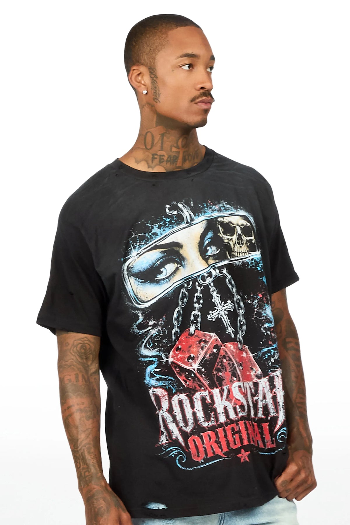 Braylon Black Oversized Graphic T-Shirt