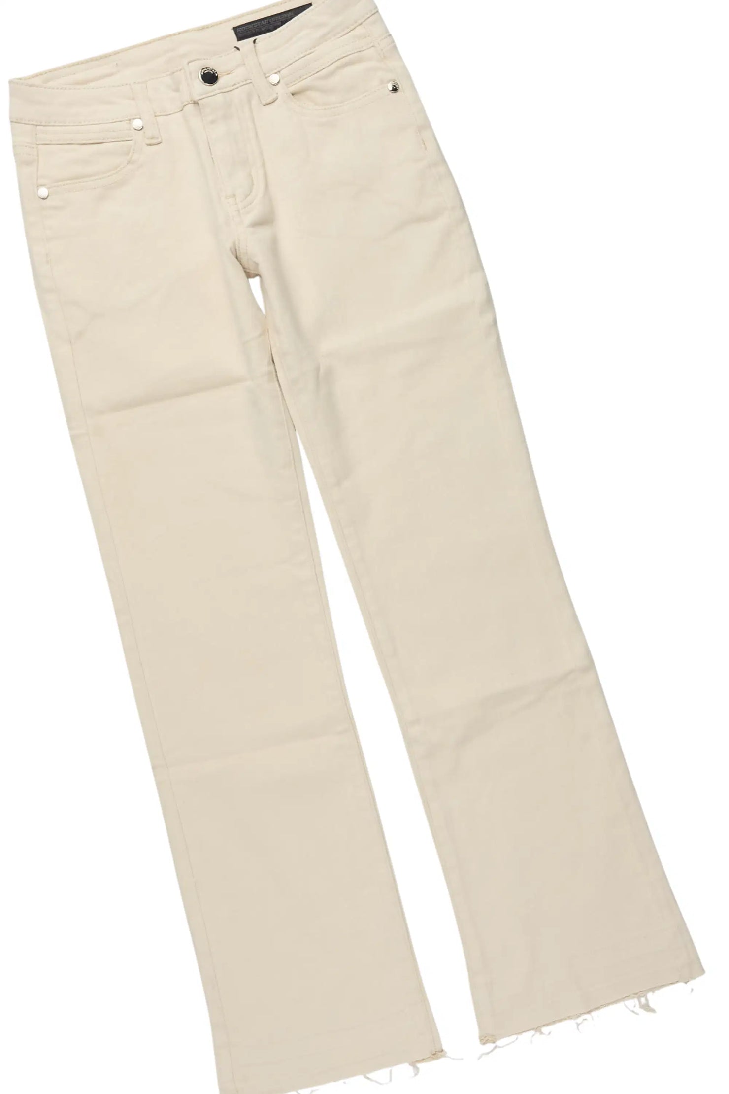 Boys Sana Black Hoodie & Dag Beige Stacked Flare Jean Set