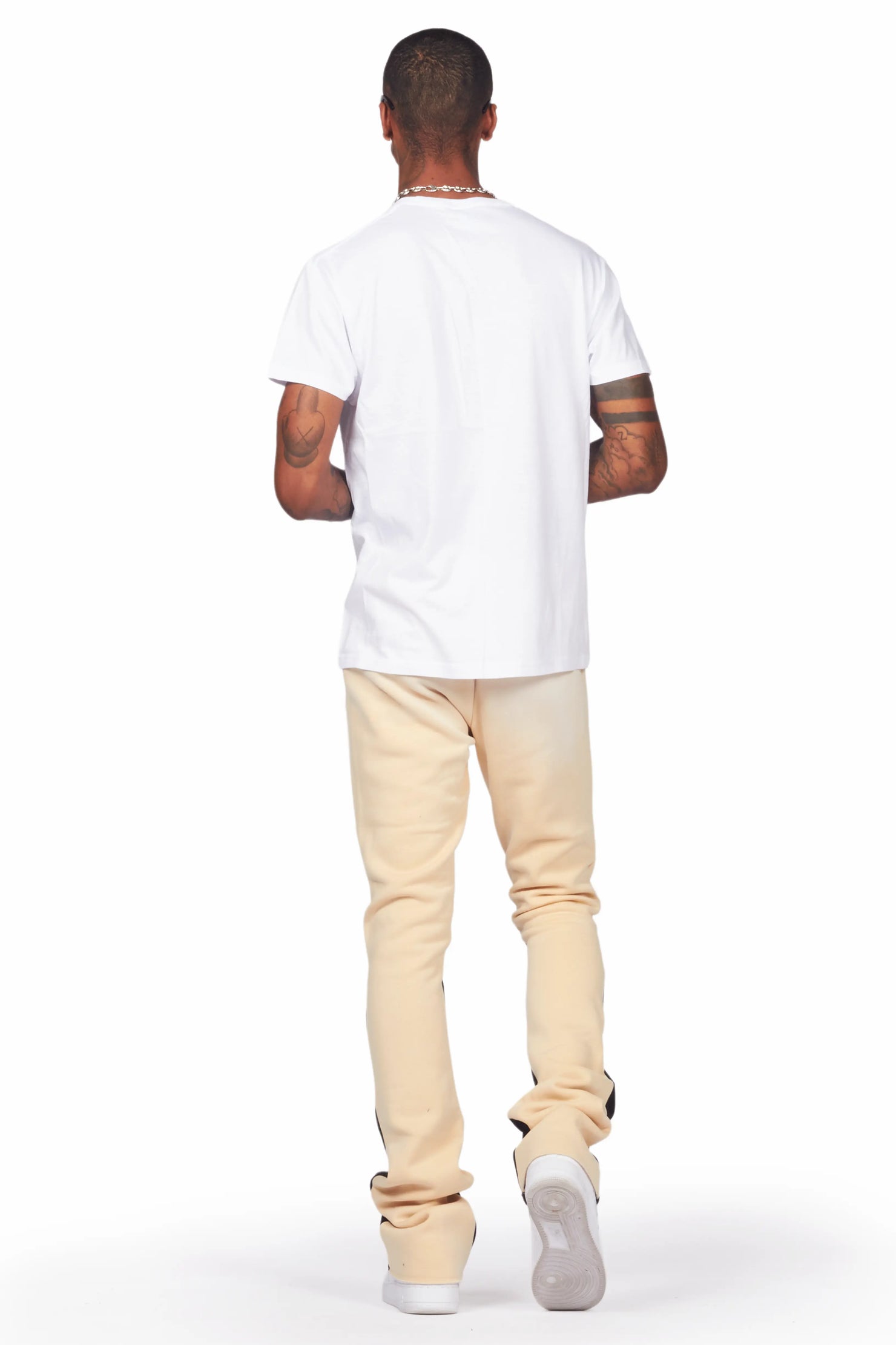 Grady White/Beige T-Shirt/Stacked Flare Track Set