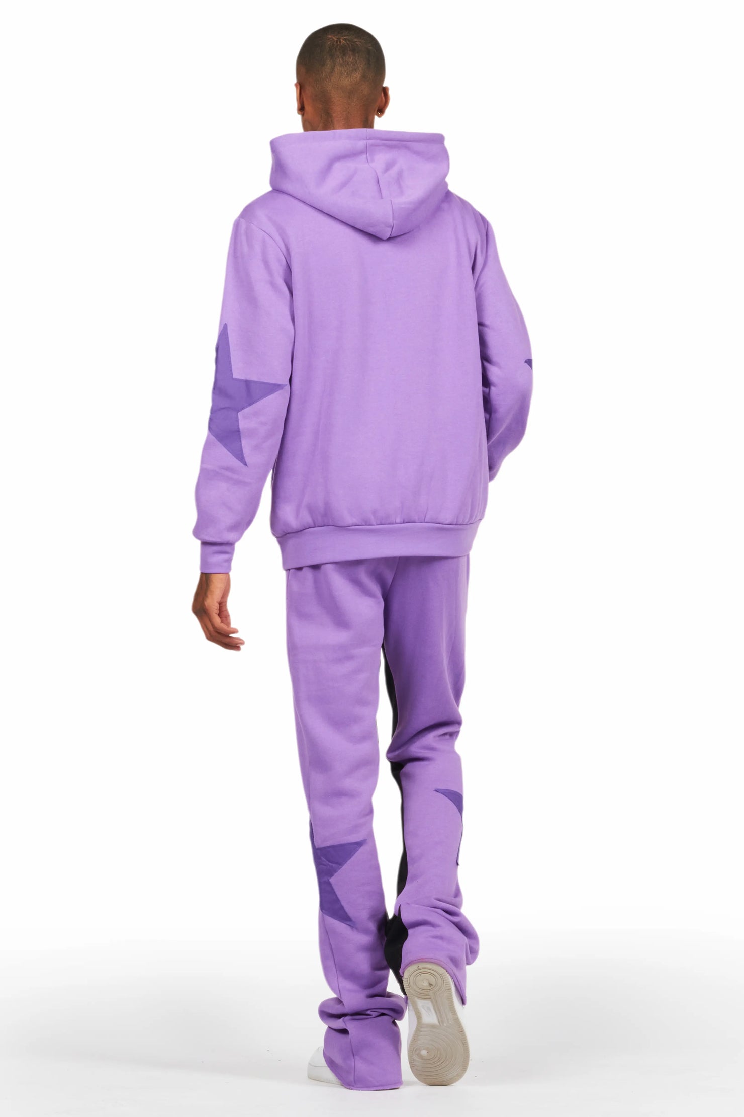 States Purple Baggy Stacked Hoodie Track Set