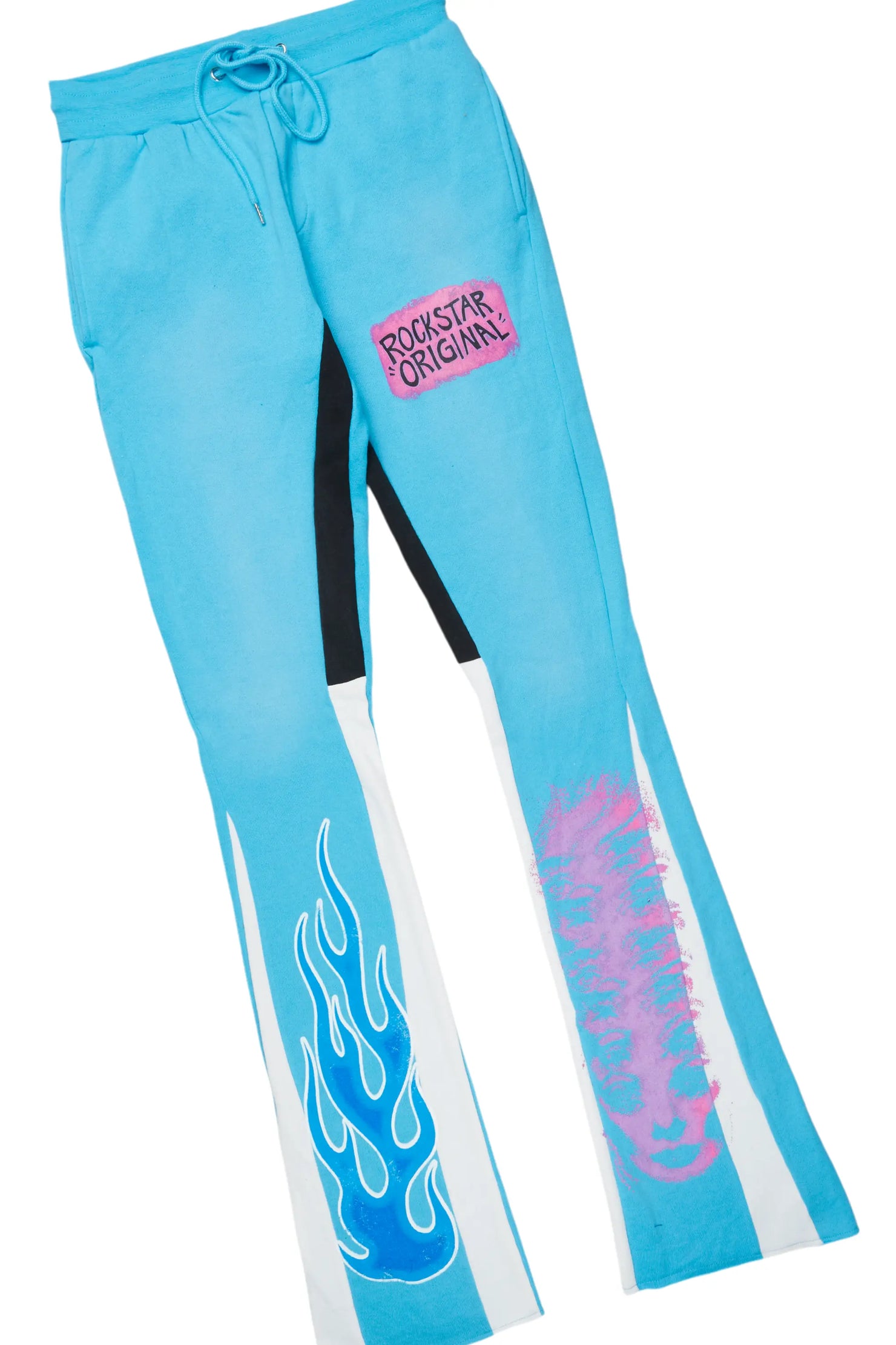 Beno Blue Stacked Flare Hoodie Track Set