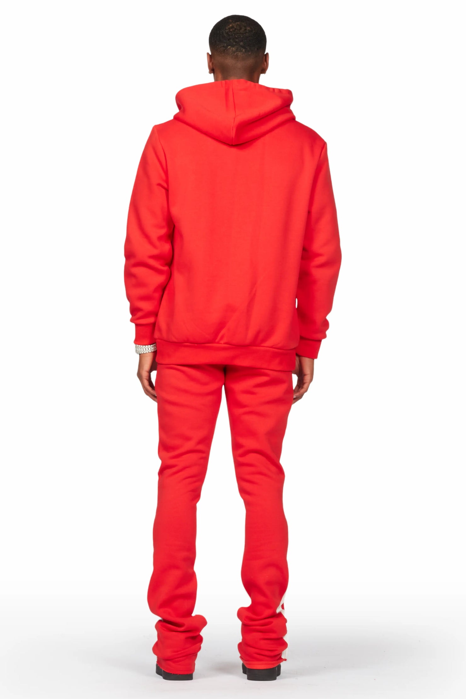 Draven Red Hoodie/Stacked Flare Track Pant Set