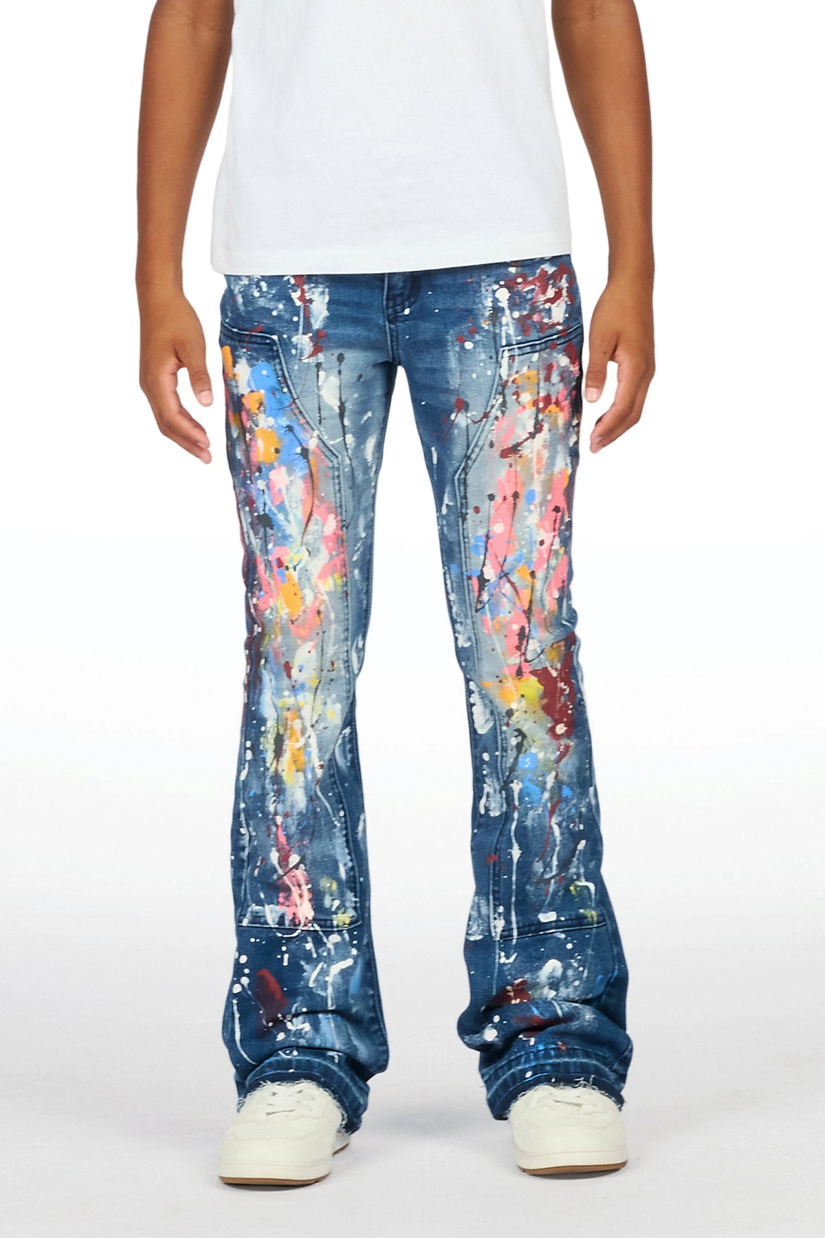 Boys Artur Dark Blue Stacked Flare Jean