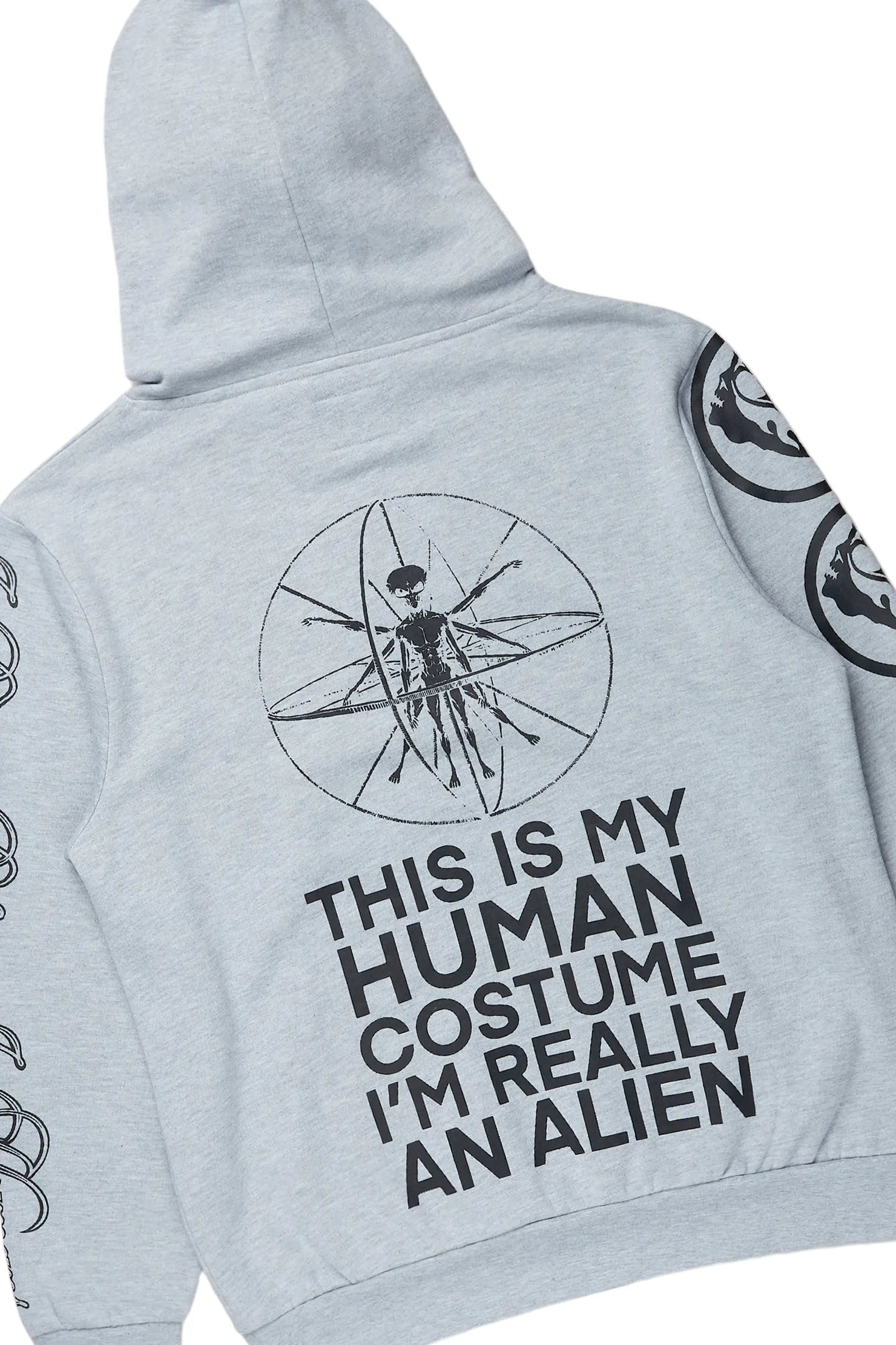 Yarden Grey Graphic Hoodie/Stacked Flare Pant Track Set