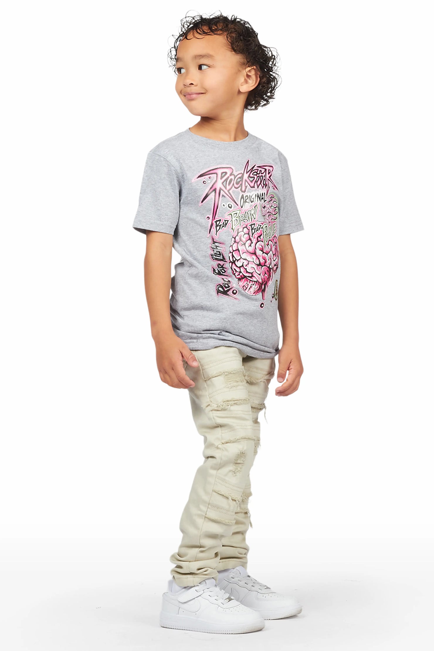 Boys Maghi Grey T-Shirt/Frayed Jean Set