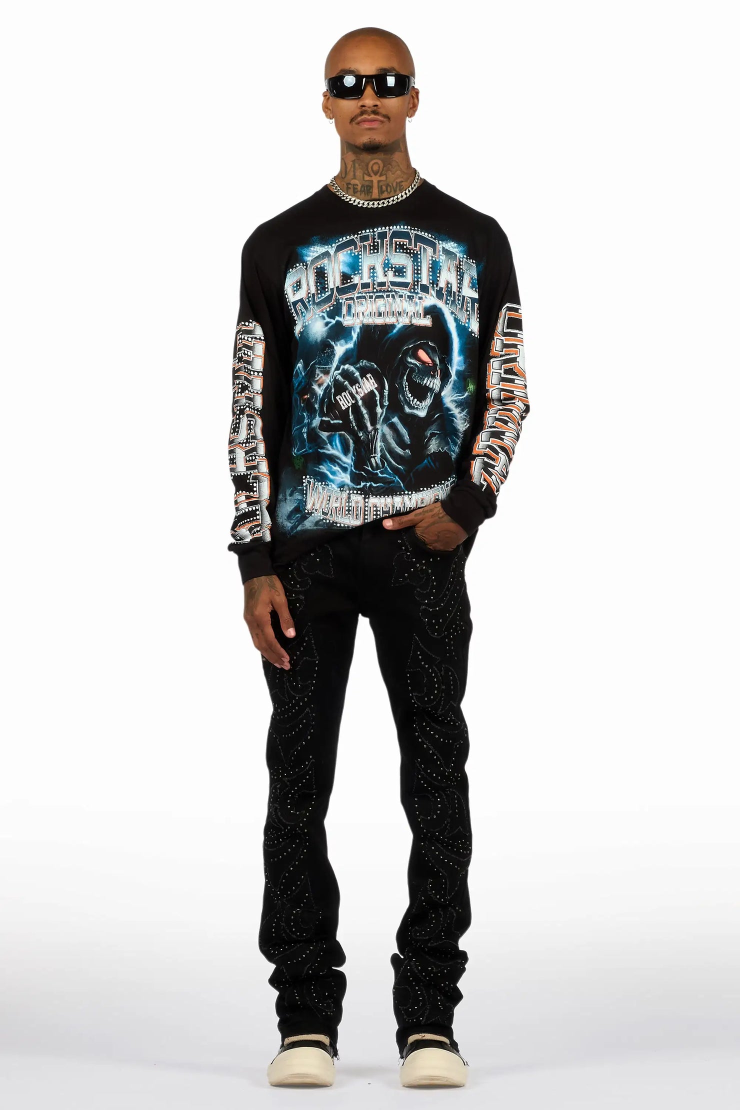 Kross Black/Blue Long Sleeve Graphic T-Shirt