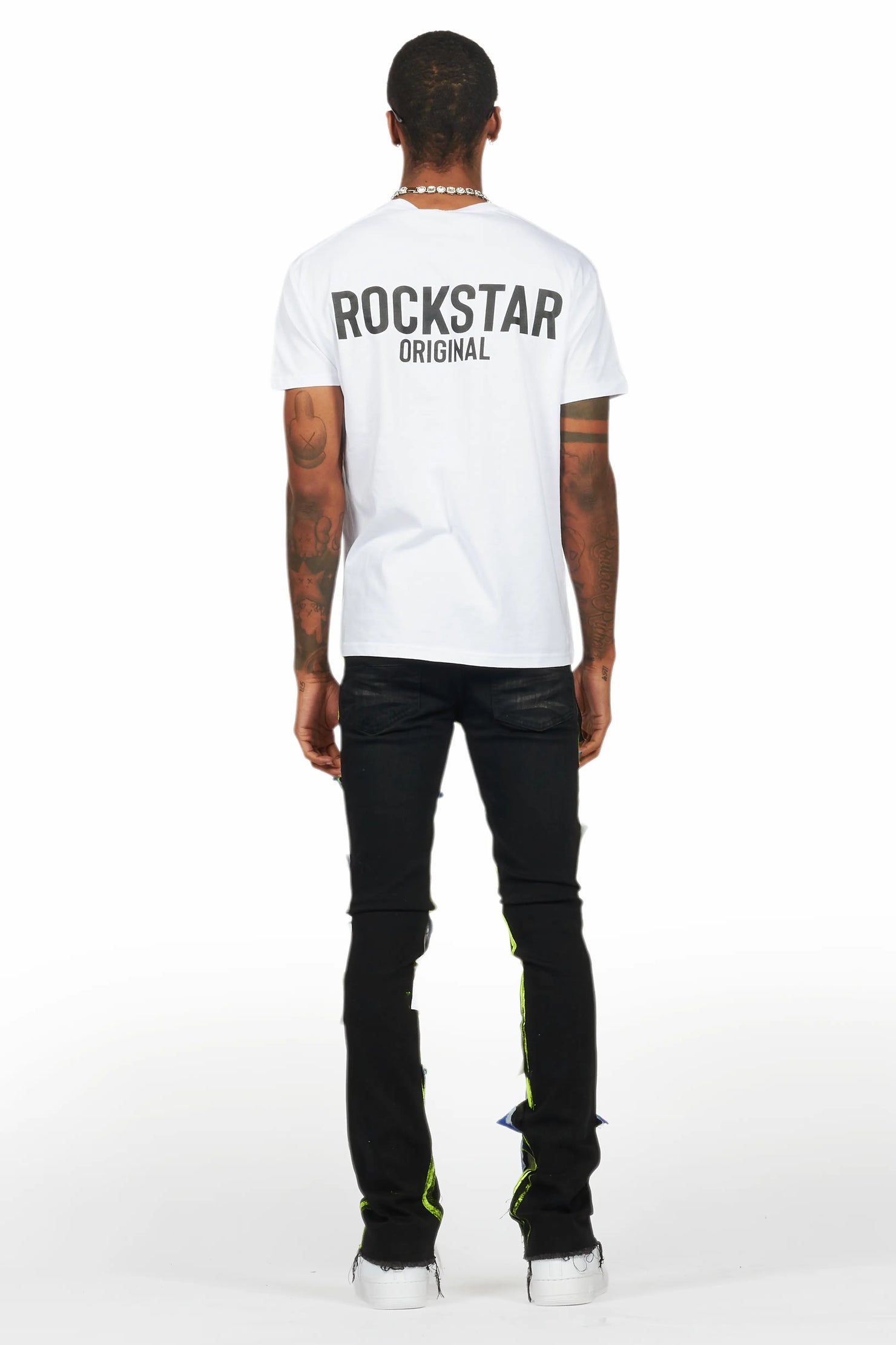 Edge Black/Yellow Roller Paint Stacked Flare Jean