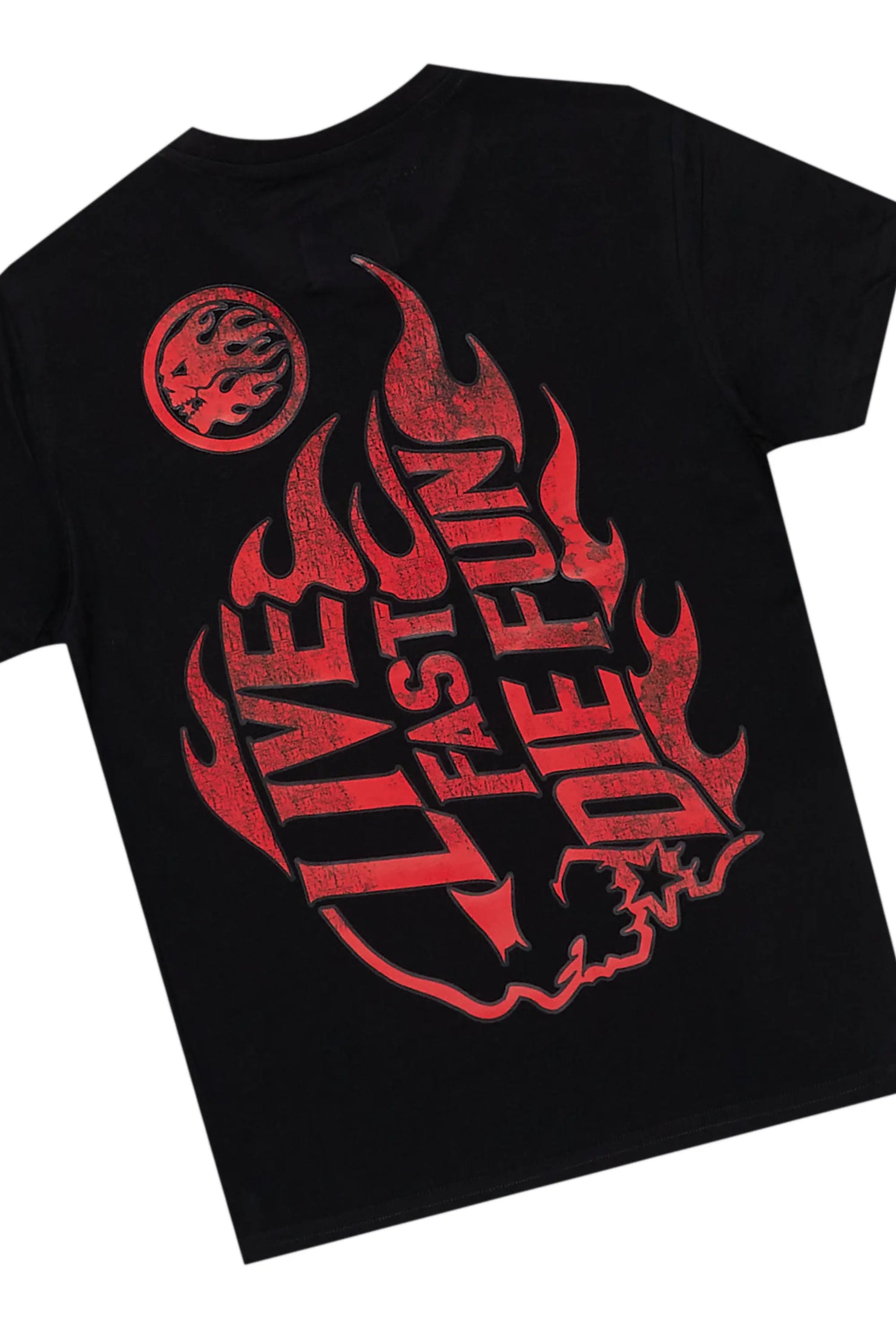 Boys Laran Black/Camo T-Shirt/Stacked Flare Jean