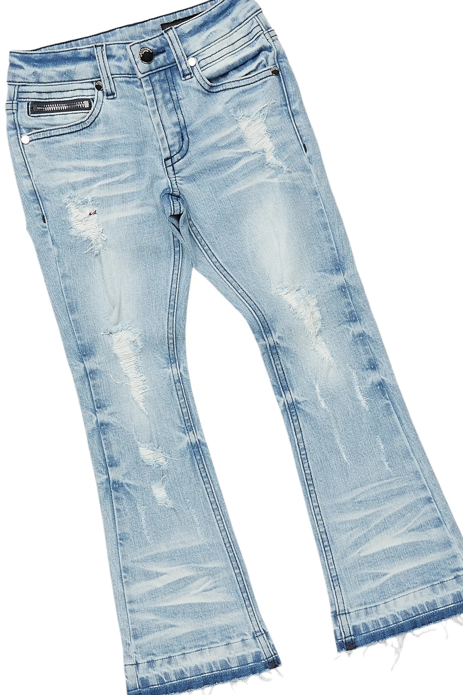 Boys Jaylen Grey Hoodie/Stacked Flare Jean Set