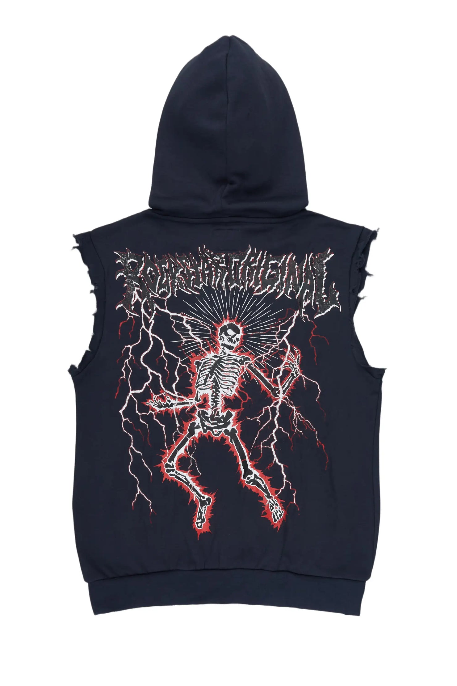 Deathrow Navy Cut Sleeve Hoodie