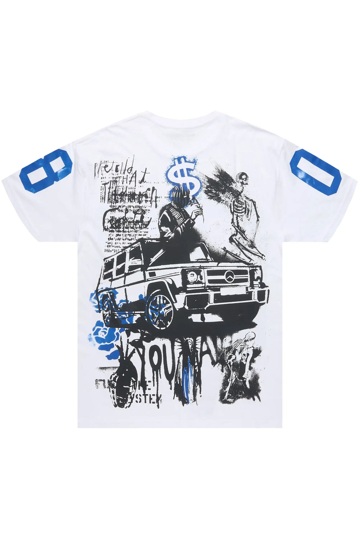 Grill 3.0 White/Blue Oversized Graphic T-Shirt