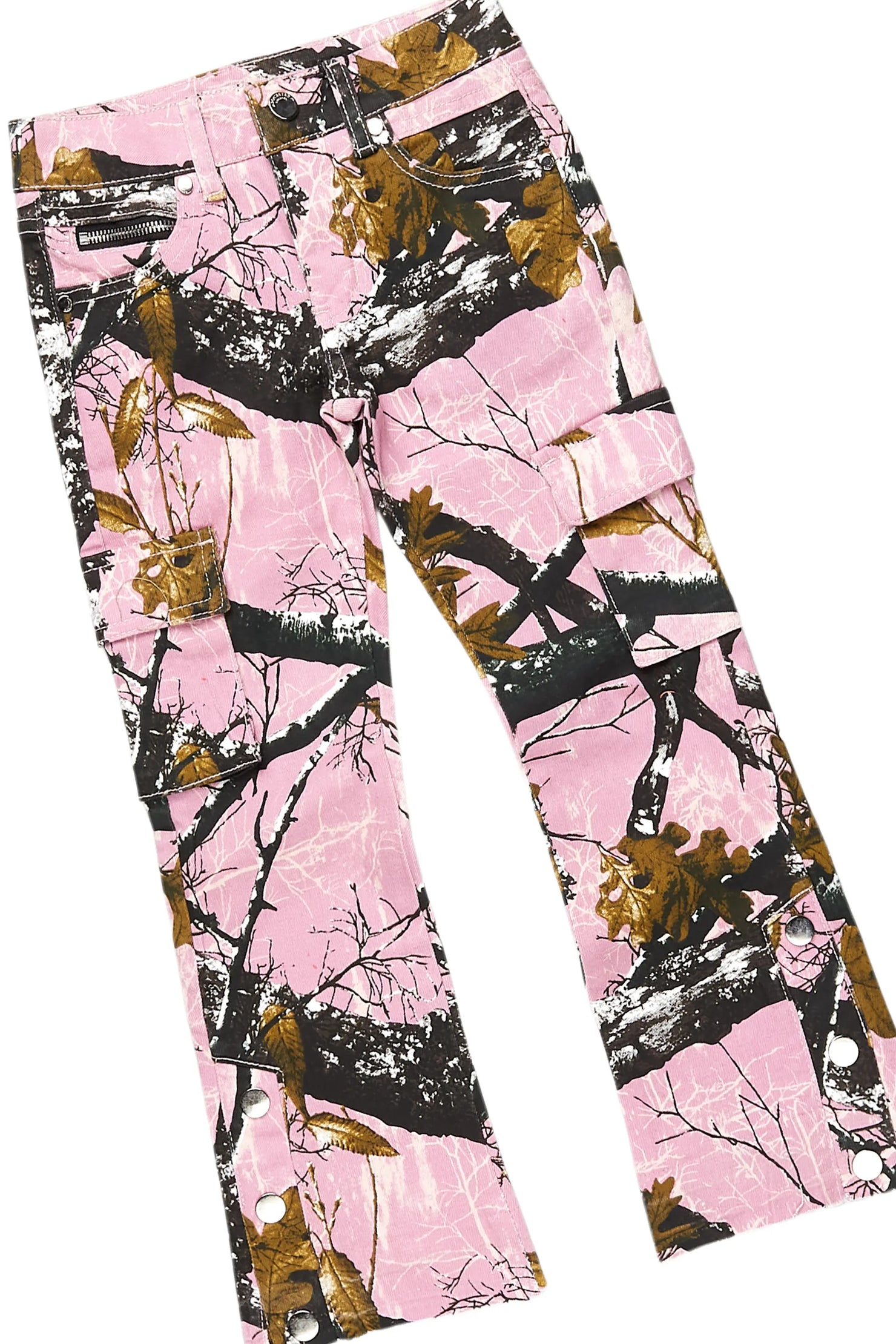 Girls Mia Pink Hoodie/Stacked Flare Jean Set