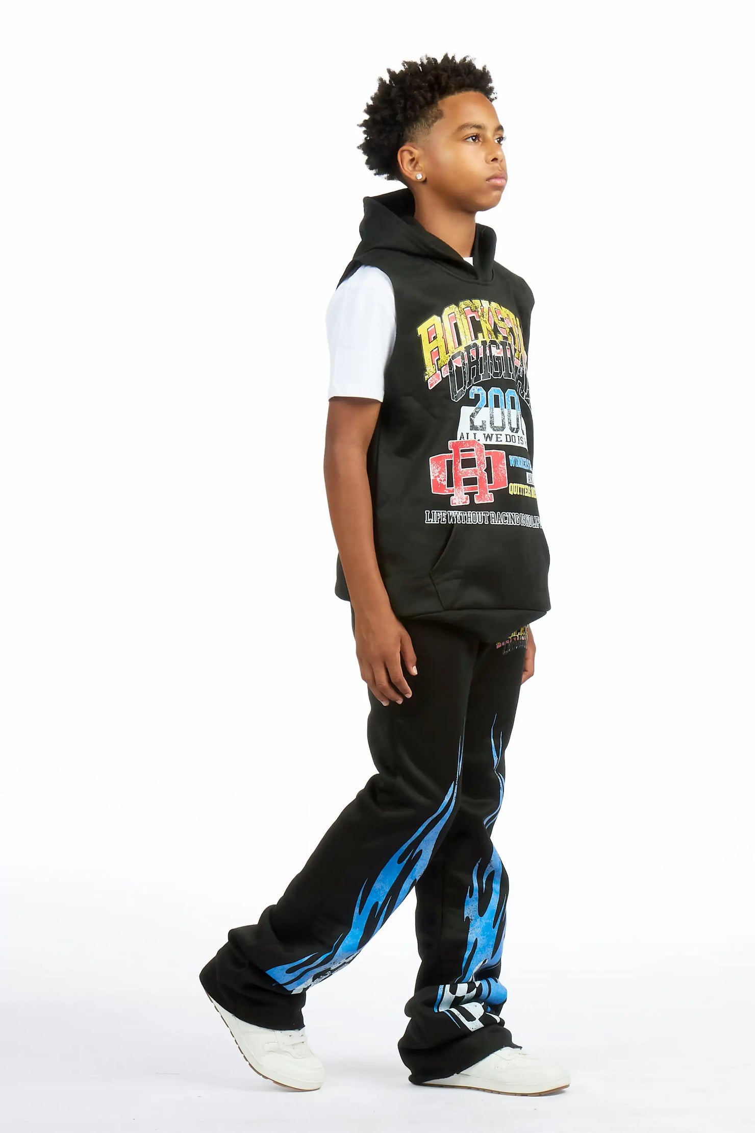 Boys Colorful Black/Multi Cut Off Stacked 3 Pc Set