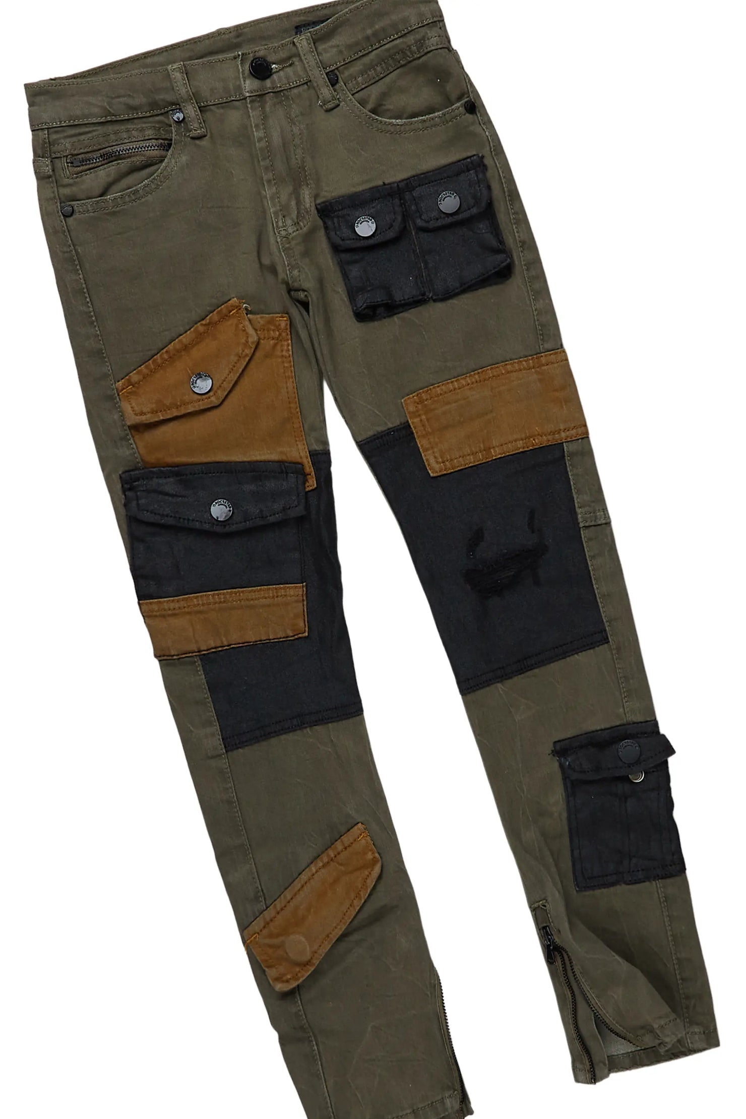 Boys Ward Beige T-Shirt/Patch Cargo Jean