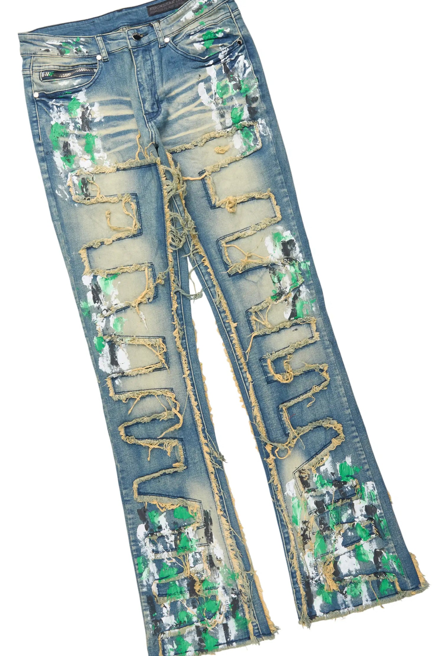 Saxon Green/Blue Hoodie/Stacked Flare Jean Set