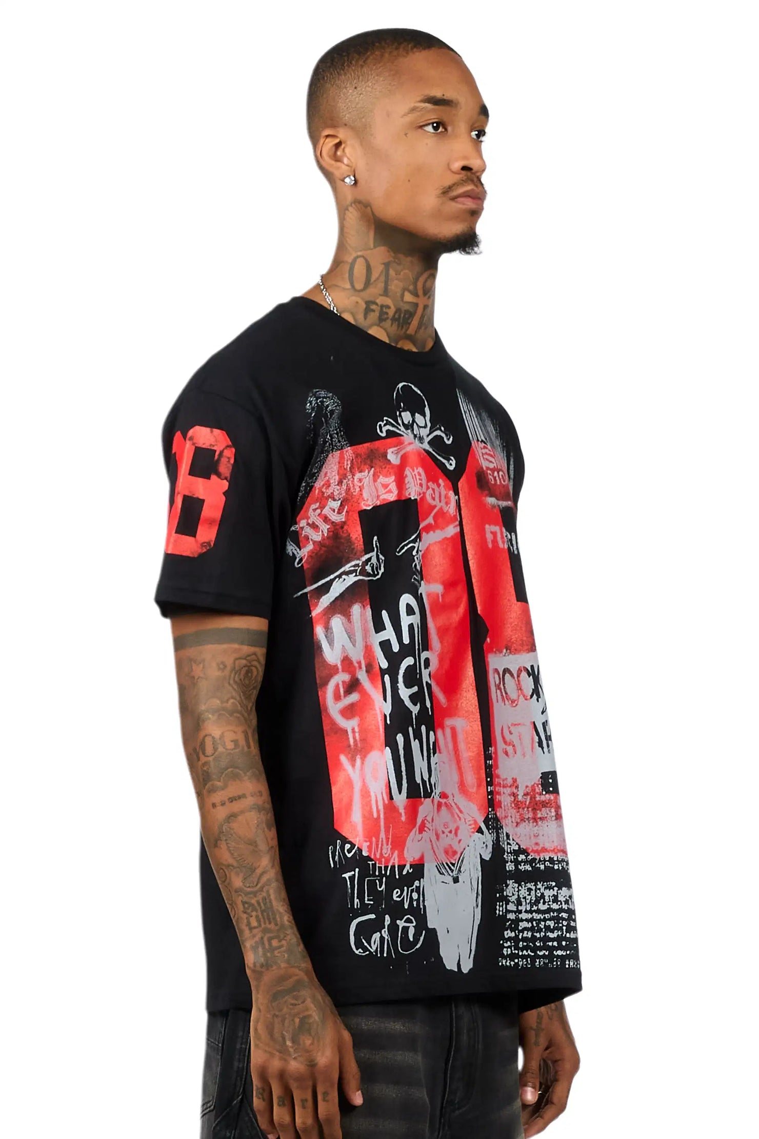 Grill 2.0 Black/Red Oversized Graphic T-Shirt