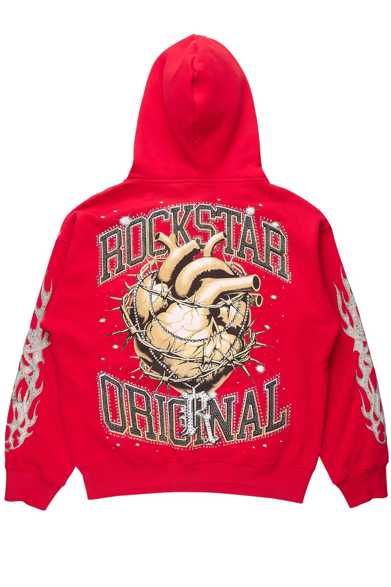 Krock Red Rhinestone Oversized Hoodie