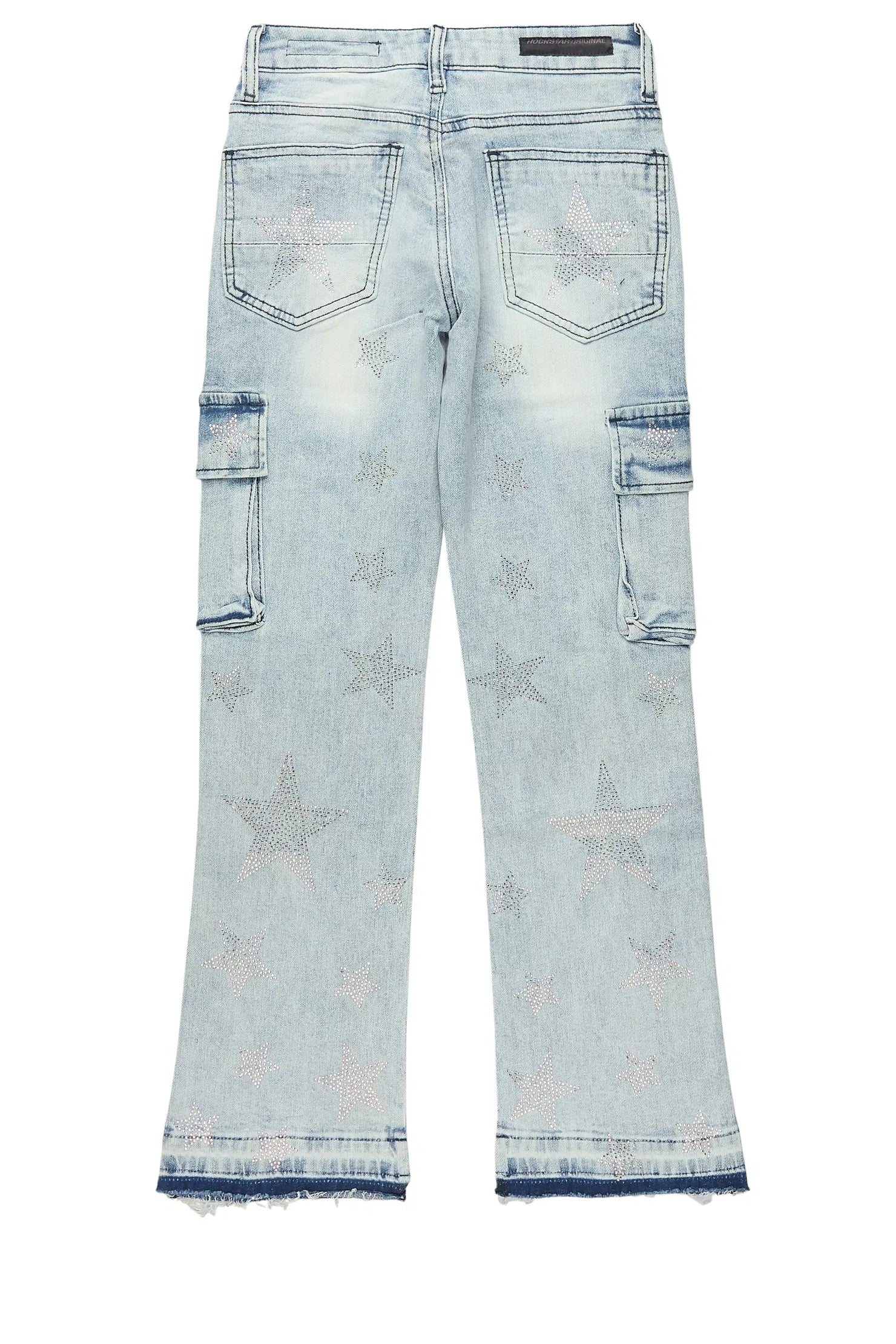 Girls Kendrica Light Wash Rhinestone Stacked Jean