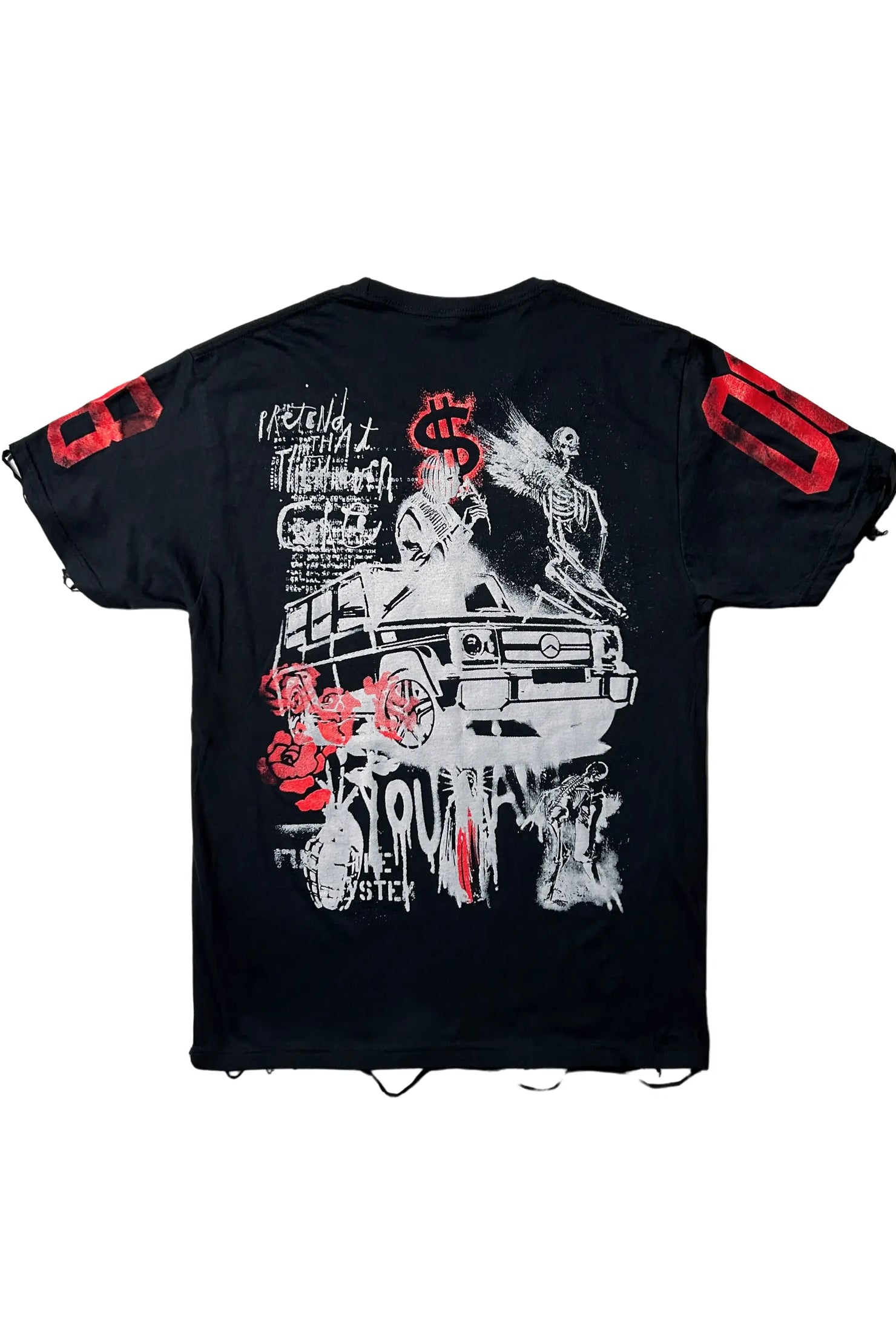 Grill Black Graphic Oversized T-Shirt