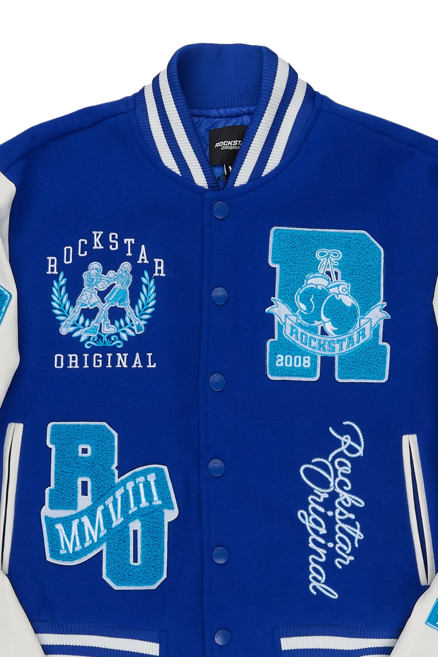 Yvonna Royal Blue/White Oversized Varsity Jacket