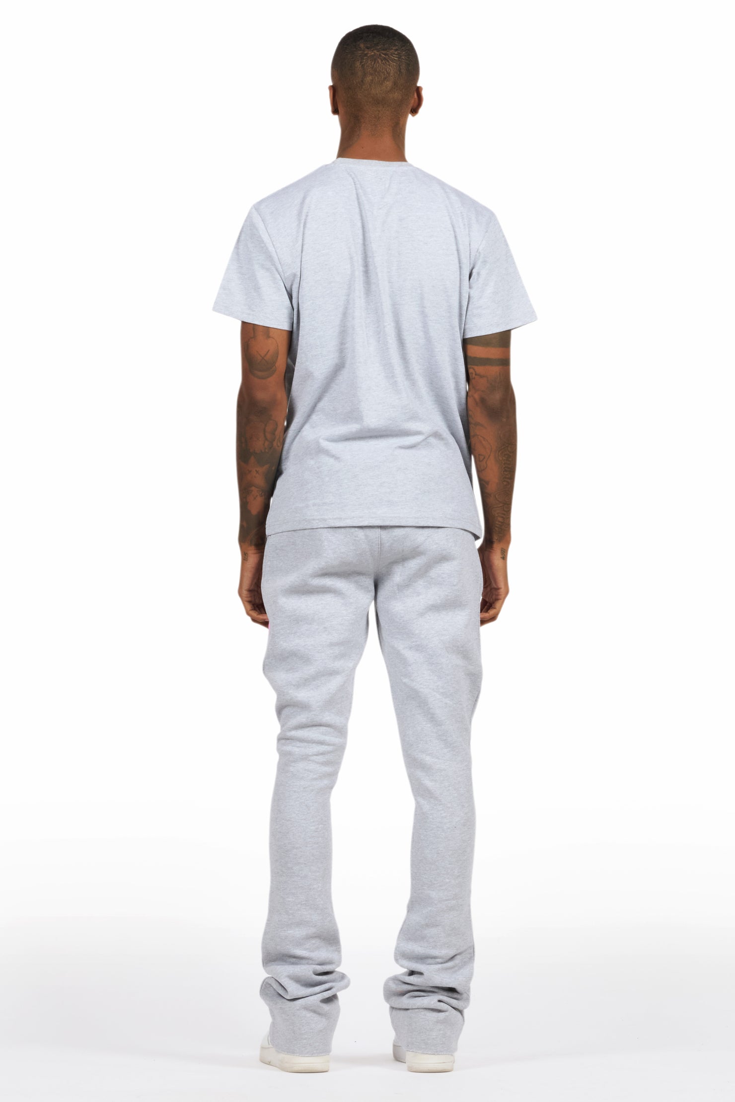 Beno Heather Grey T-Shirt/Stacked Flare Track Set