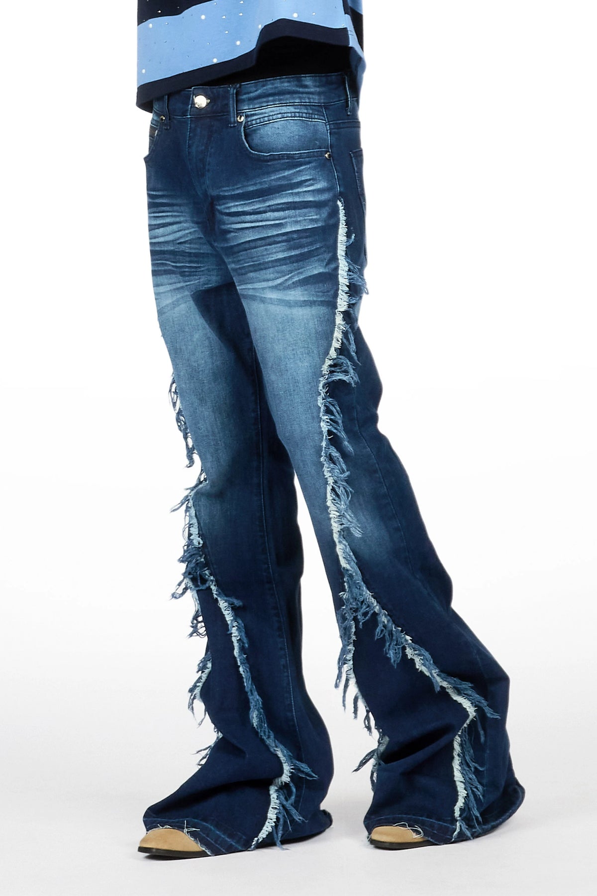 Vane Dark Blue Stacked Super Flare Jean