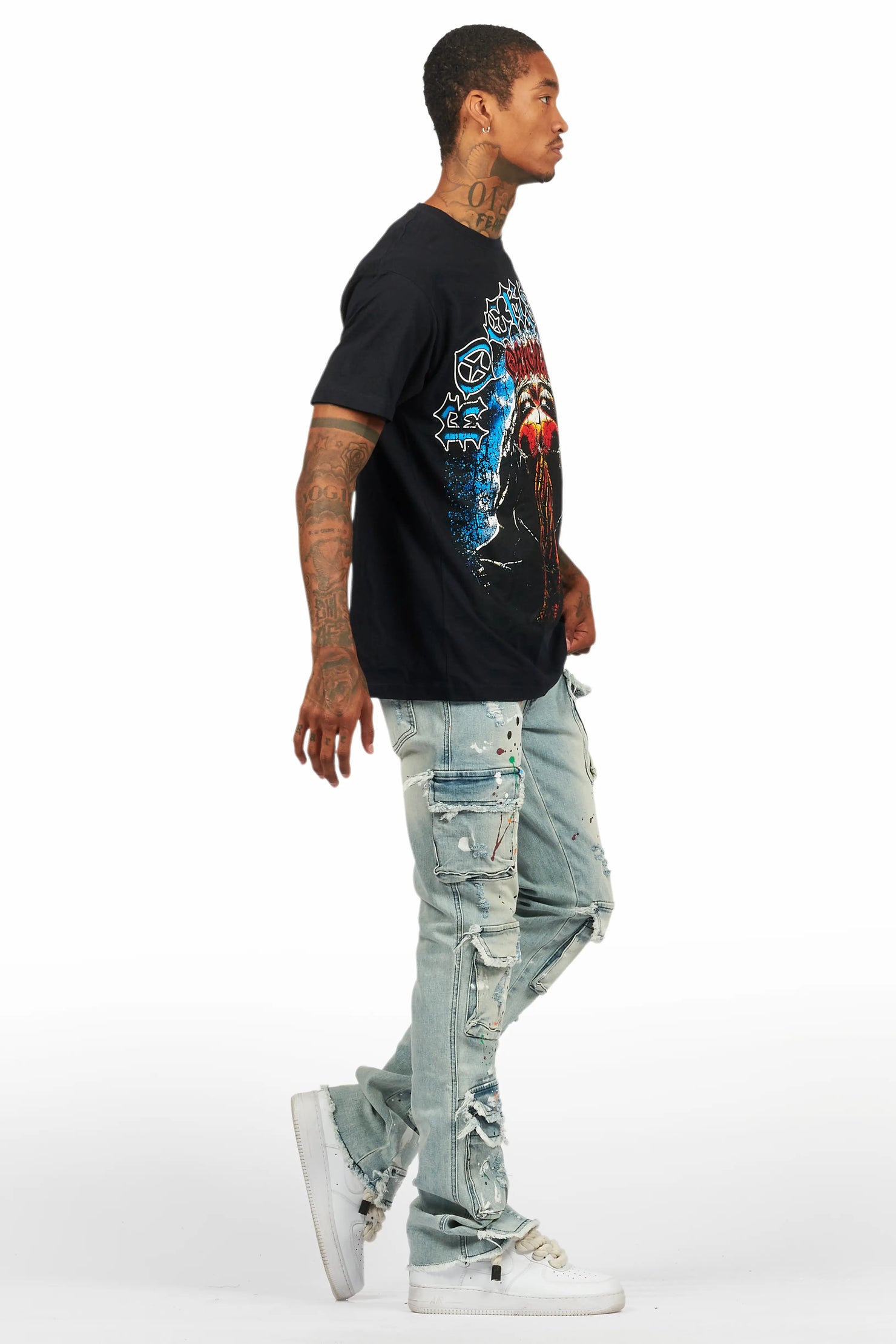 Dallan Black/Blue T-Shirt/Stacked Flare Jean Bundle