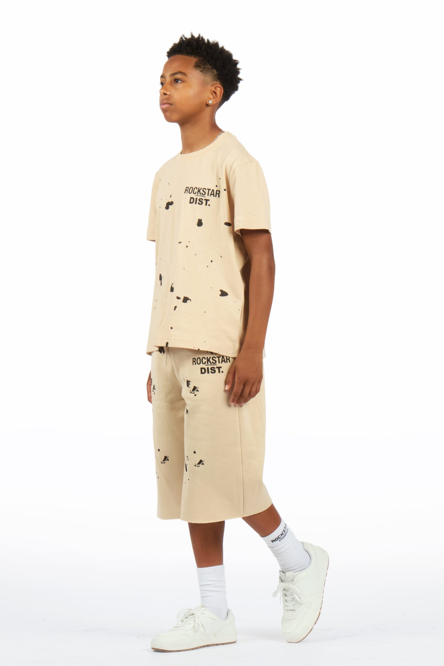 Boys Raffer Beige/Beige T-Shirt Jort Set