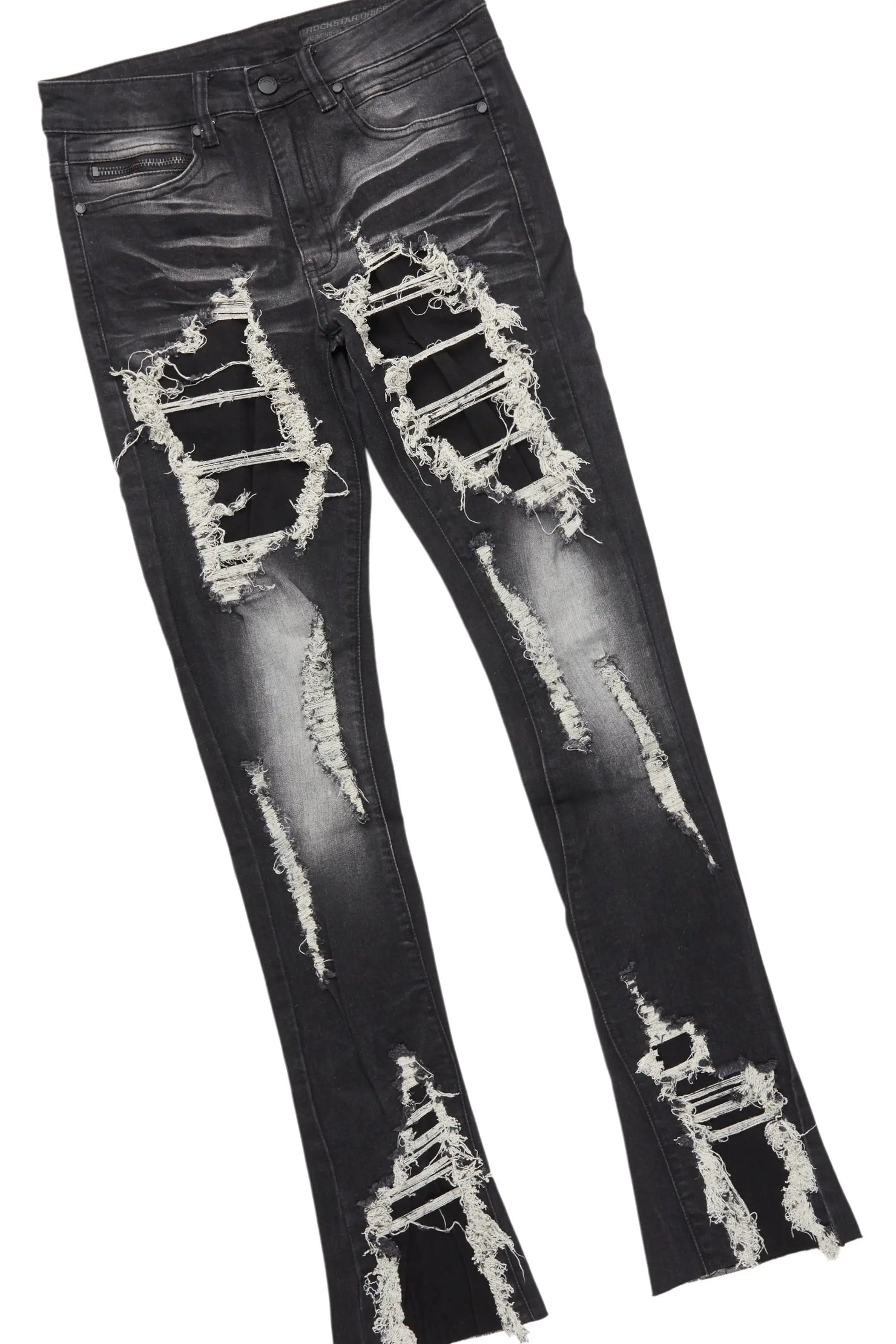 Schmear Black Hoodie & Fateh Stacked Jean Bundle