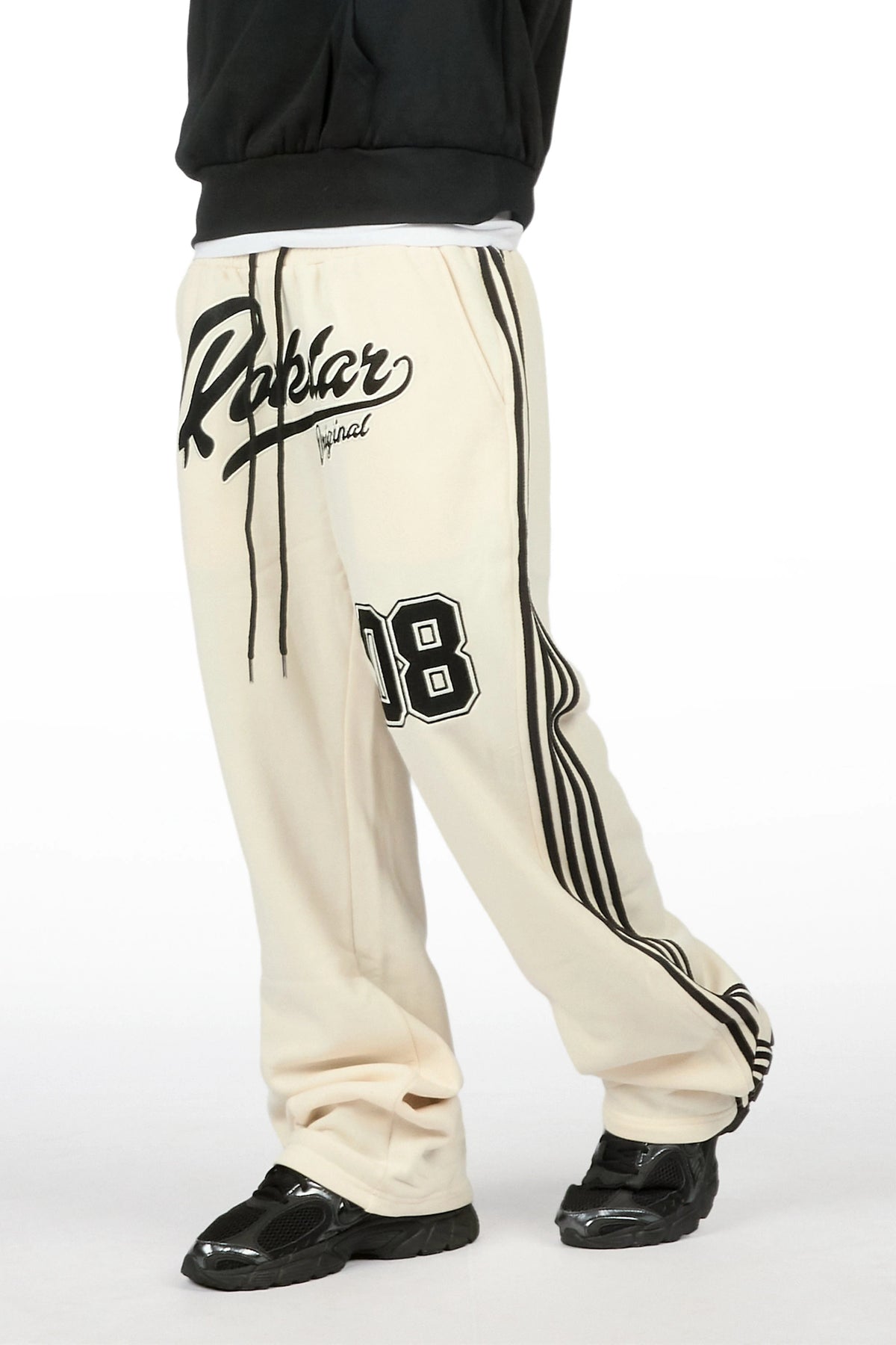 Yazan Black/Cream French Terry Relaxed Pant