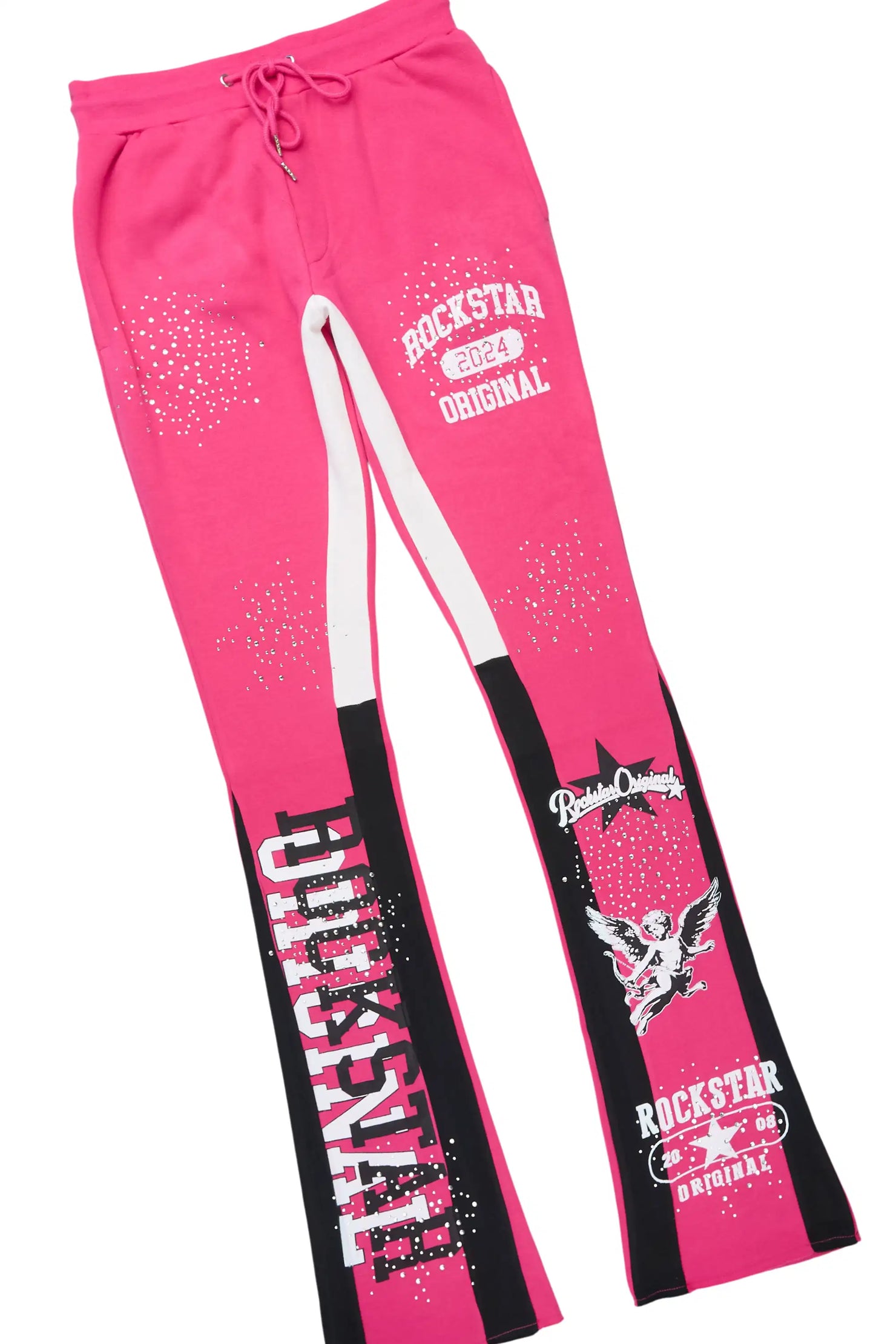 Gutta 2.0 Fuchsia Rhinestone Hoodie/Stacked Flare Track Set