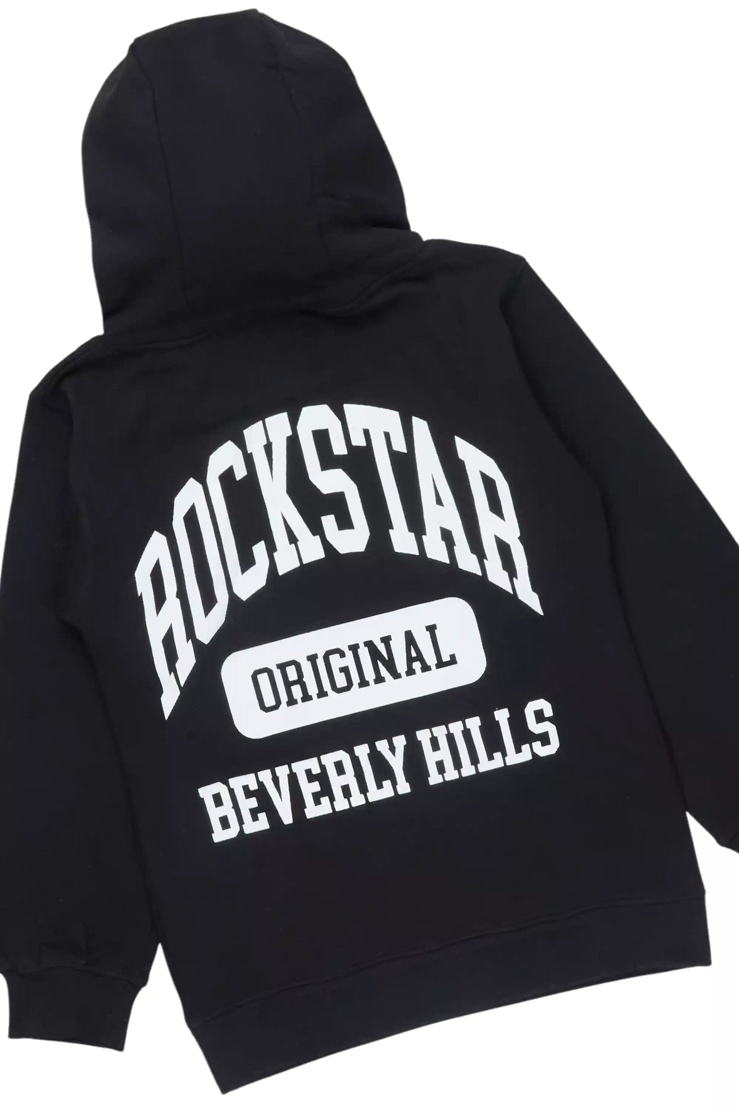 Boys Member Black/White Hoodie Stacked Flare Track Set