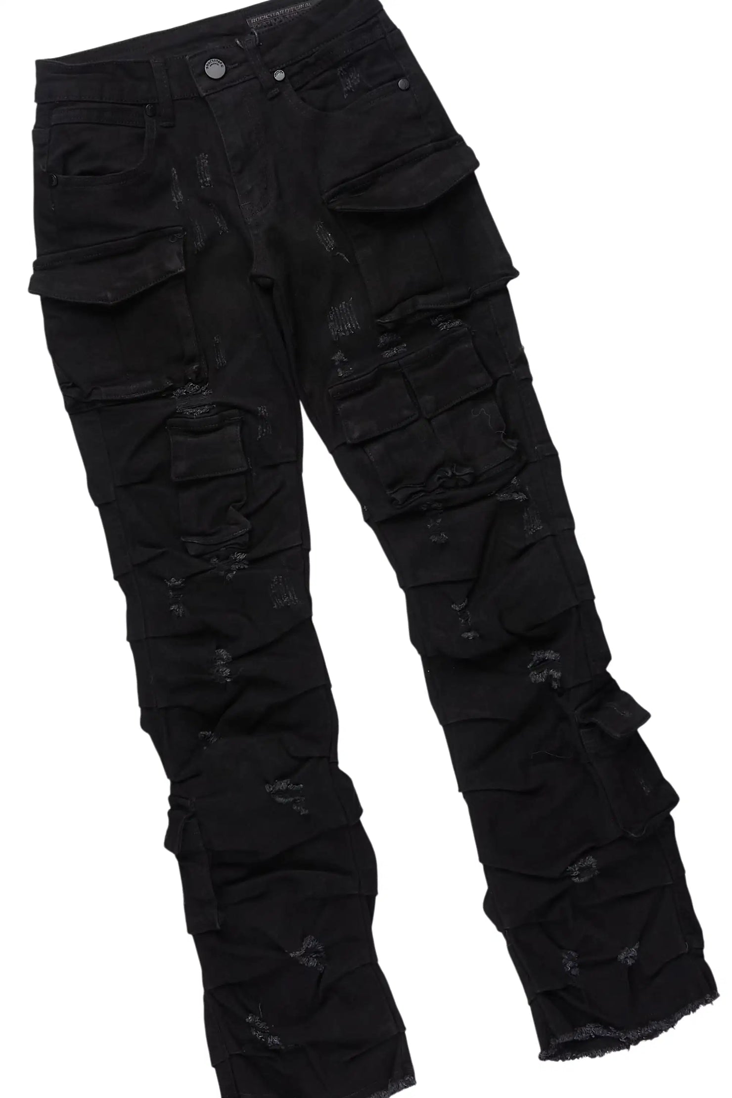 Boys States Black Hoodie/Stacked Jean Set