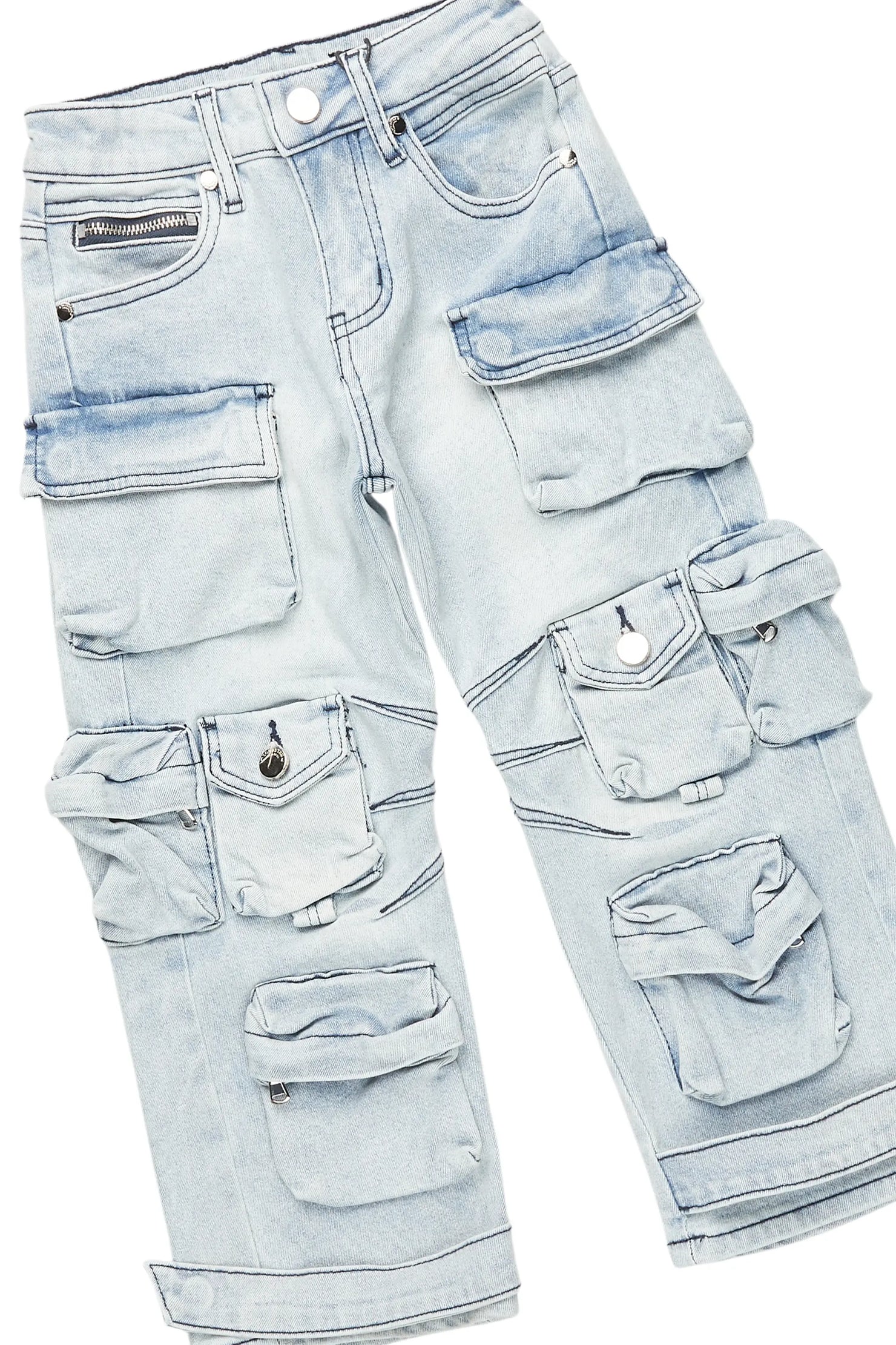 Boys Fields Blue Mohair Hoodie/Baggy Cargo Jean Set