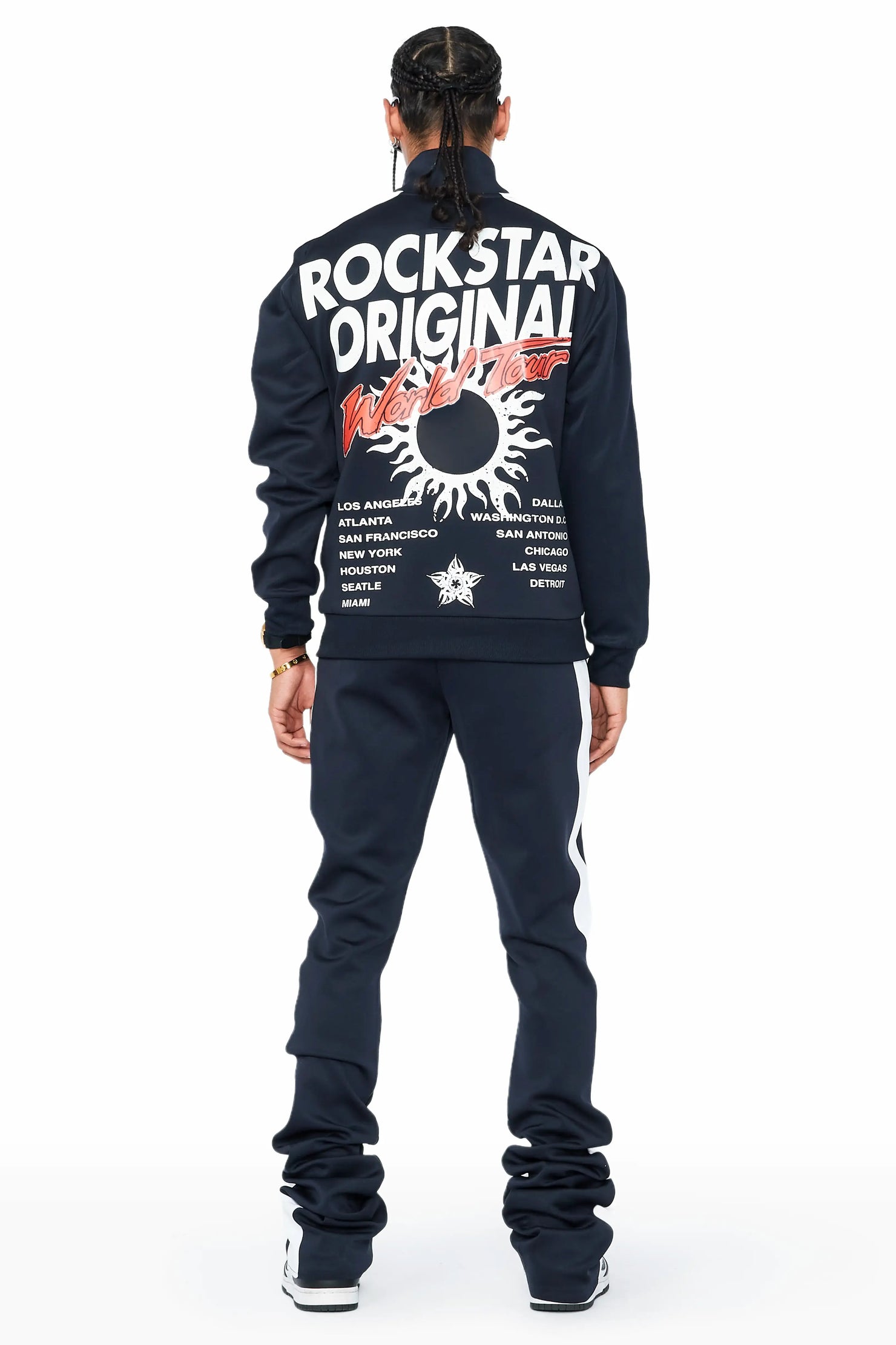 Yash Black Tricot Stacked Flare Track Set