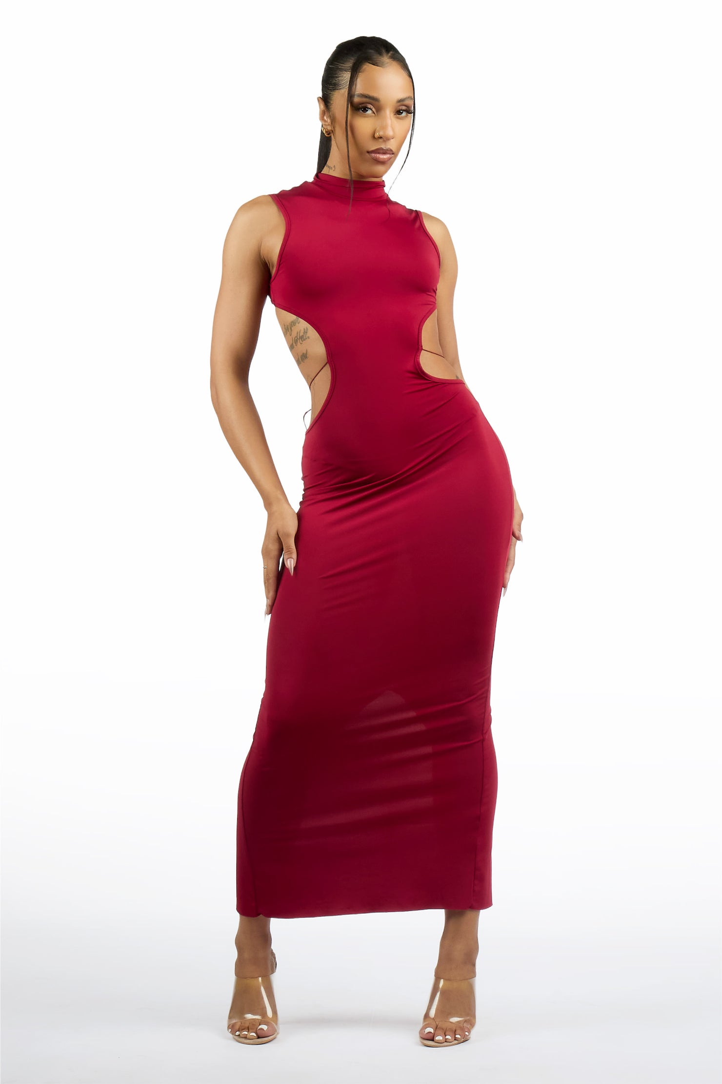 Lo-Fly Butterfly Back Burgundy Maxi Dress