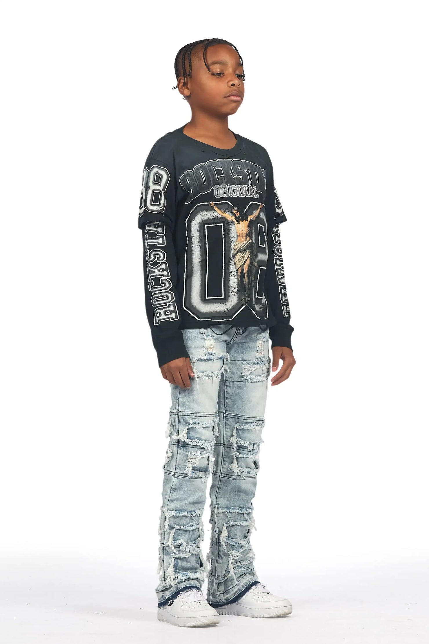 Boys Vasco Blue Stacked Flare Jean