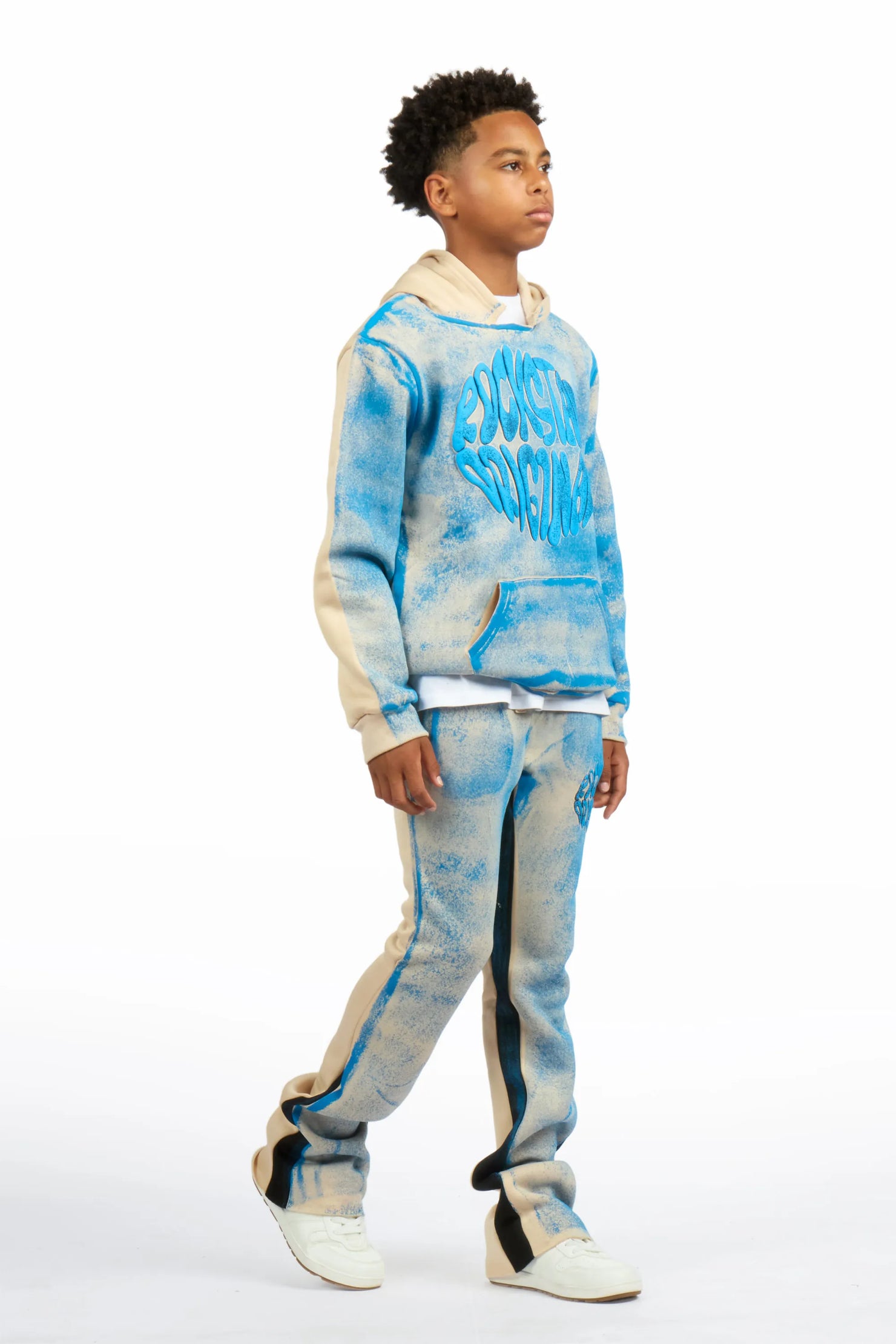 Boys Thier Tan/Blue Stacked Track Set