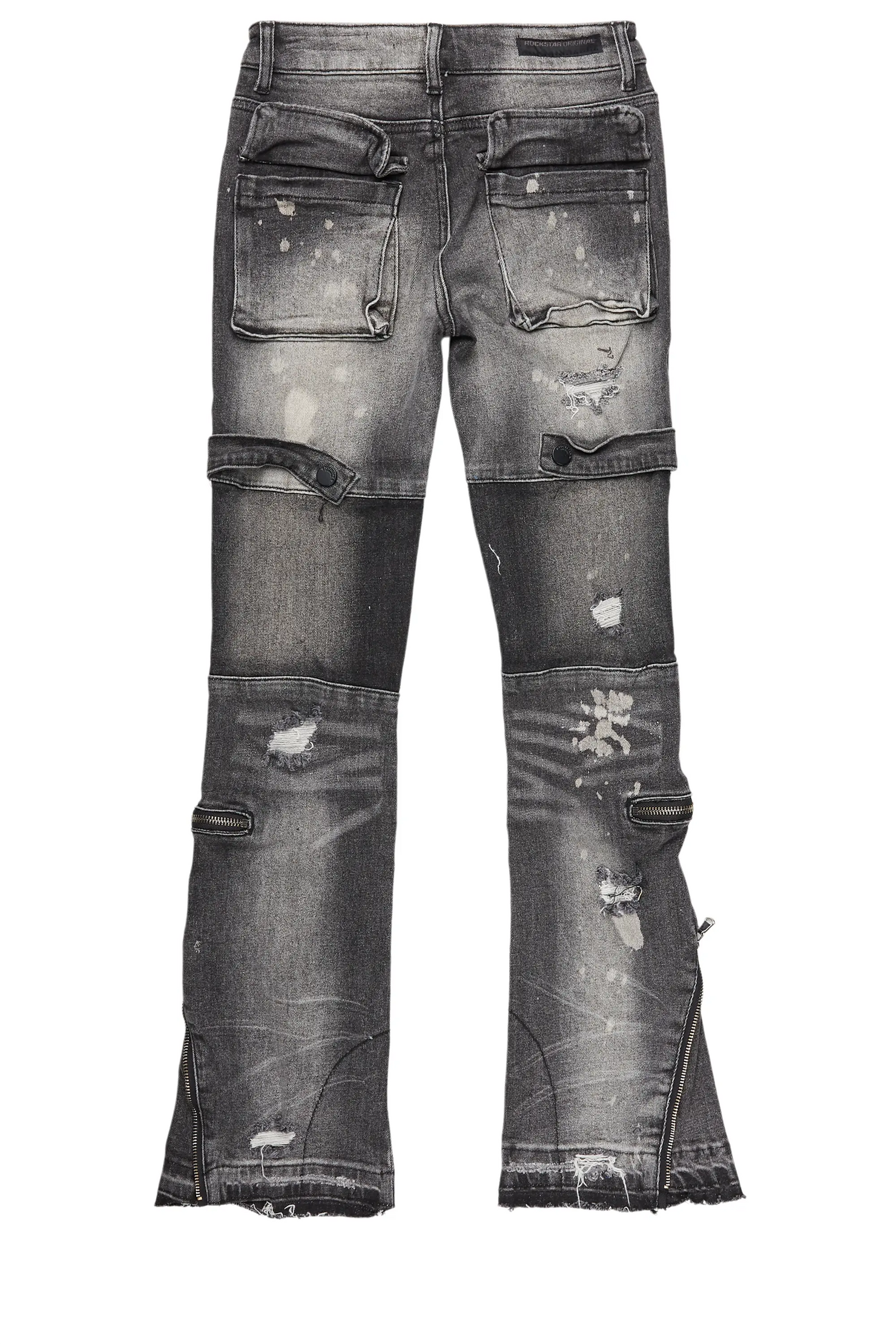Girls Grib Grey Bleach Baggy Jeans