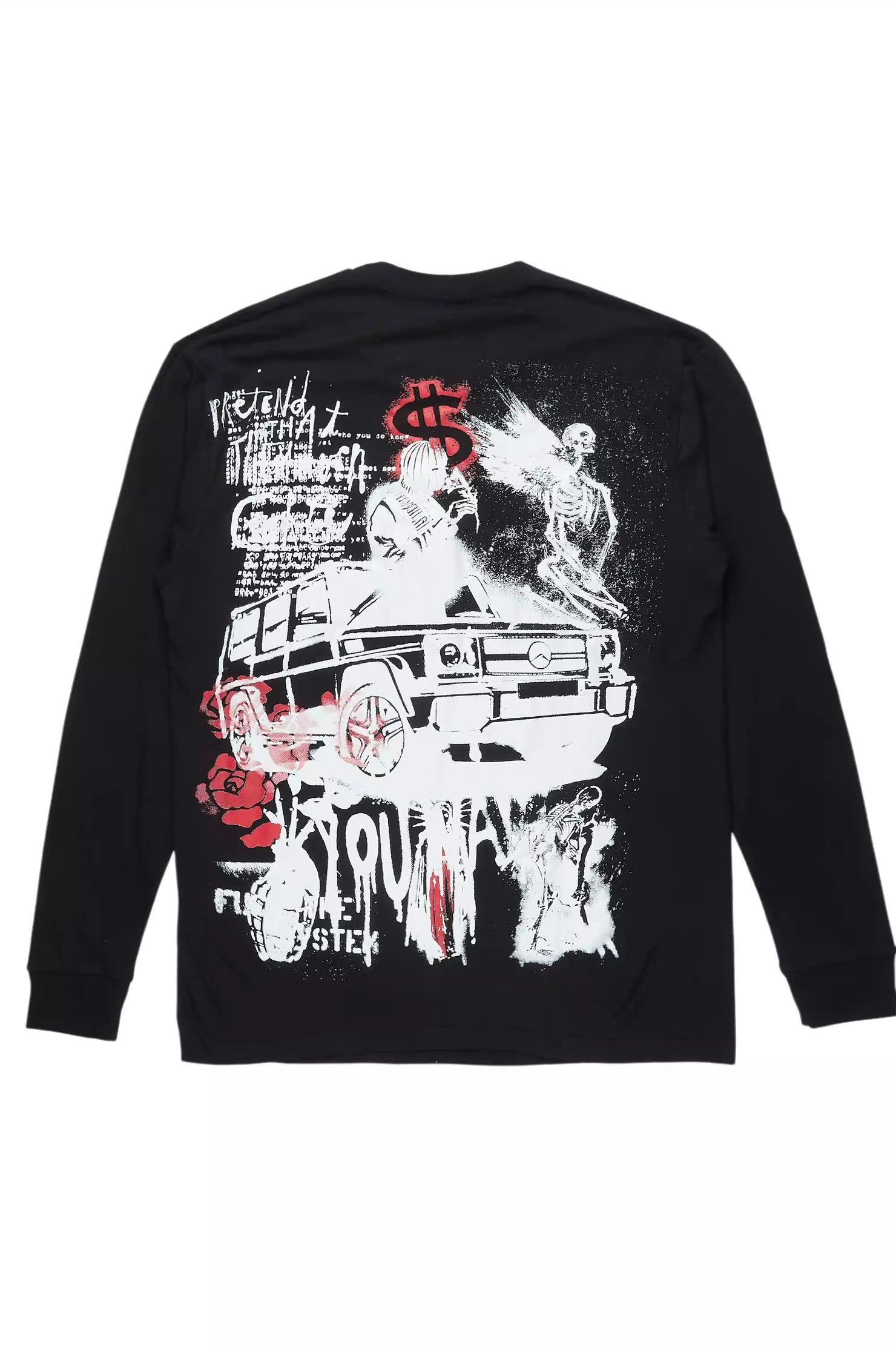 Kammile Black/White Long Sleeve Graphic T-Shirt