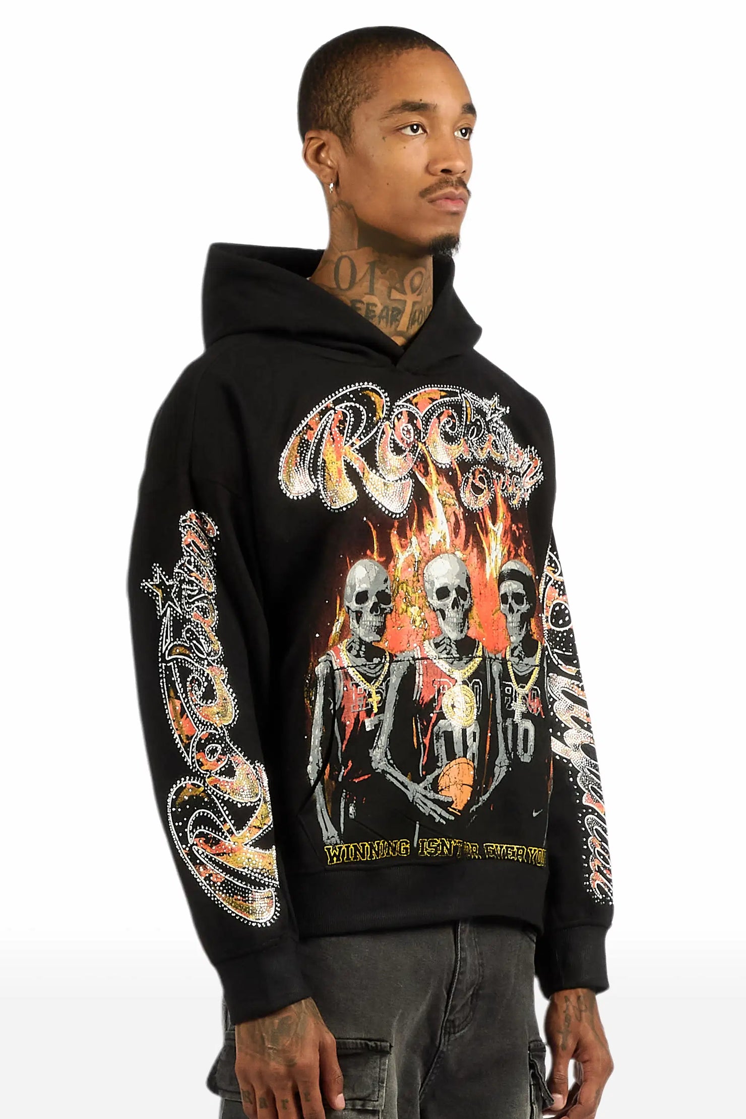 Vincitor Black Rhinestone Oversized Hoodie