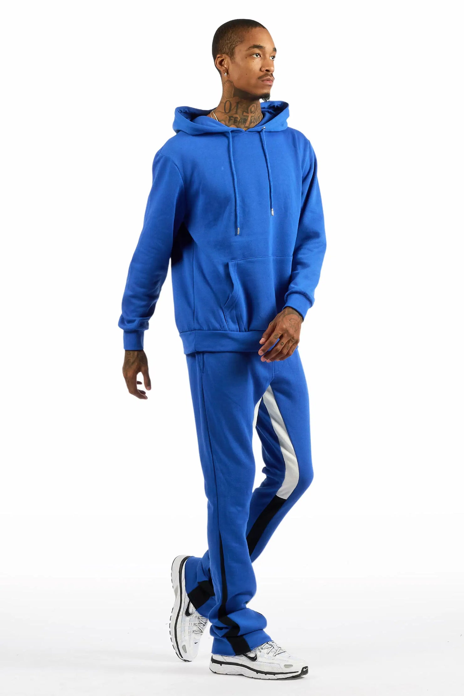 Basic Royal Blue/Black Hoodie/Stacked Flare Track Set