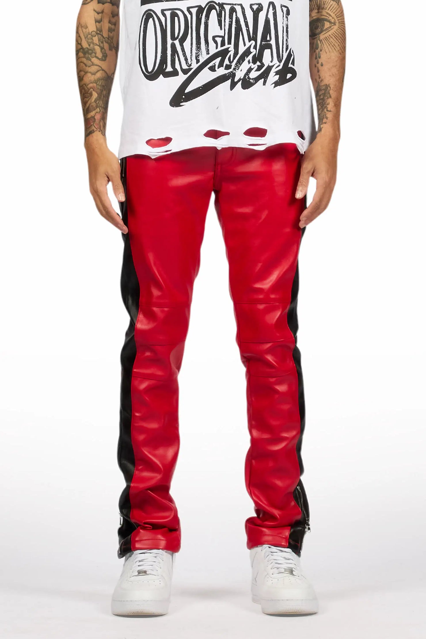Play Boy Red/Black Skinny Faux Leather Fit Jean